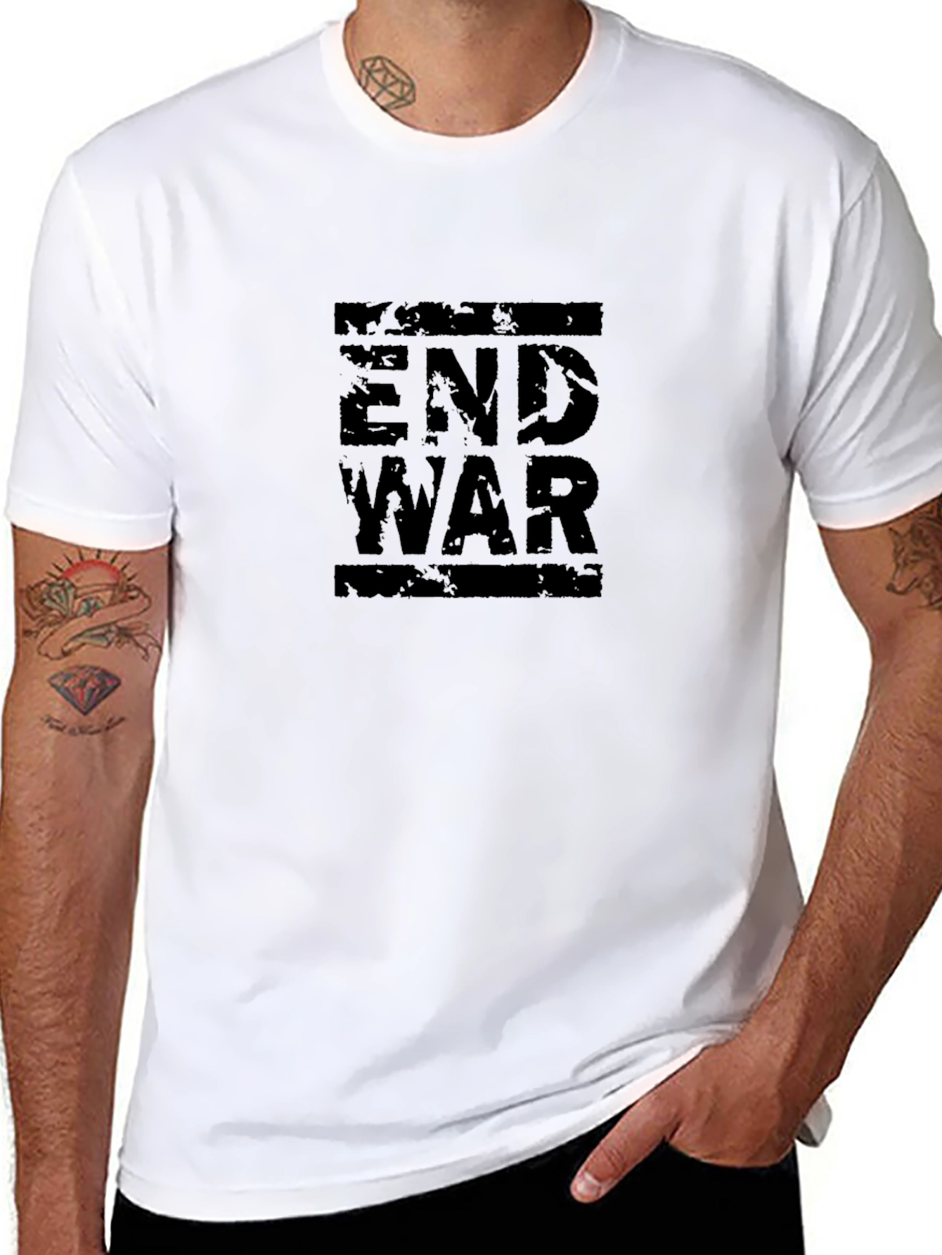End War Graphic T-Shirt - Black Crew Neck Tee