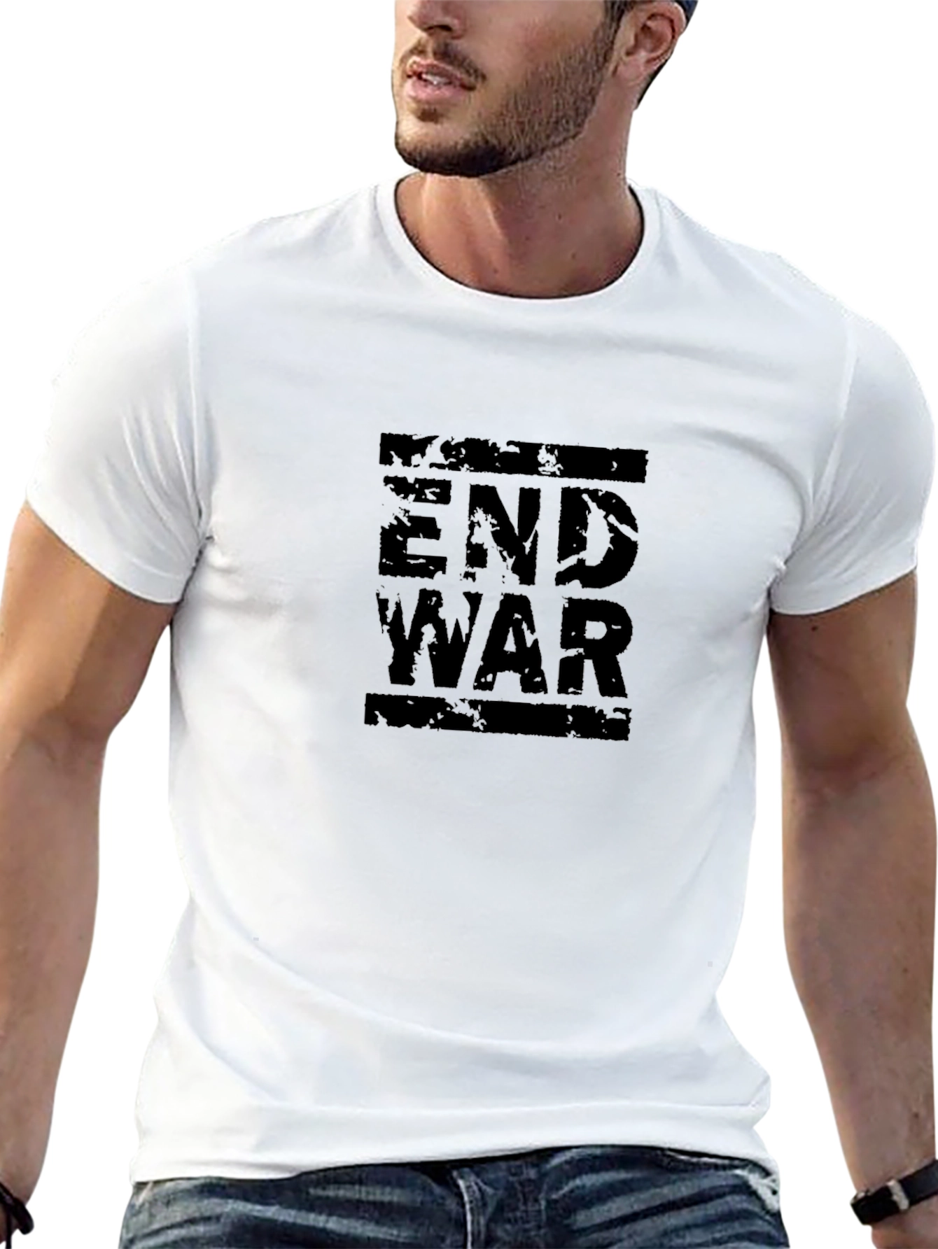 End War Graphic T-Shirt - Black Crew Neck Tee