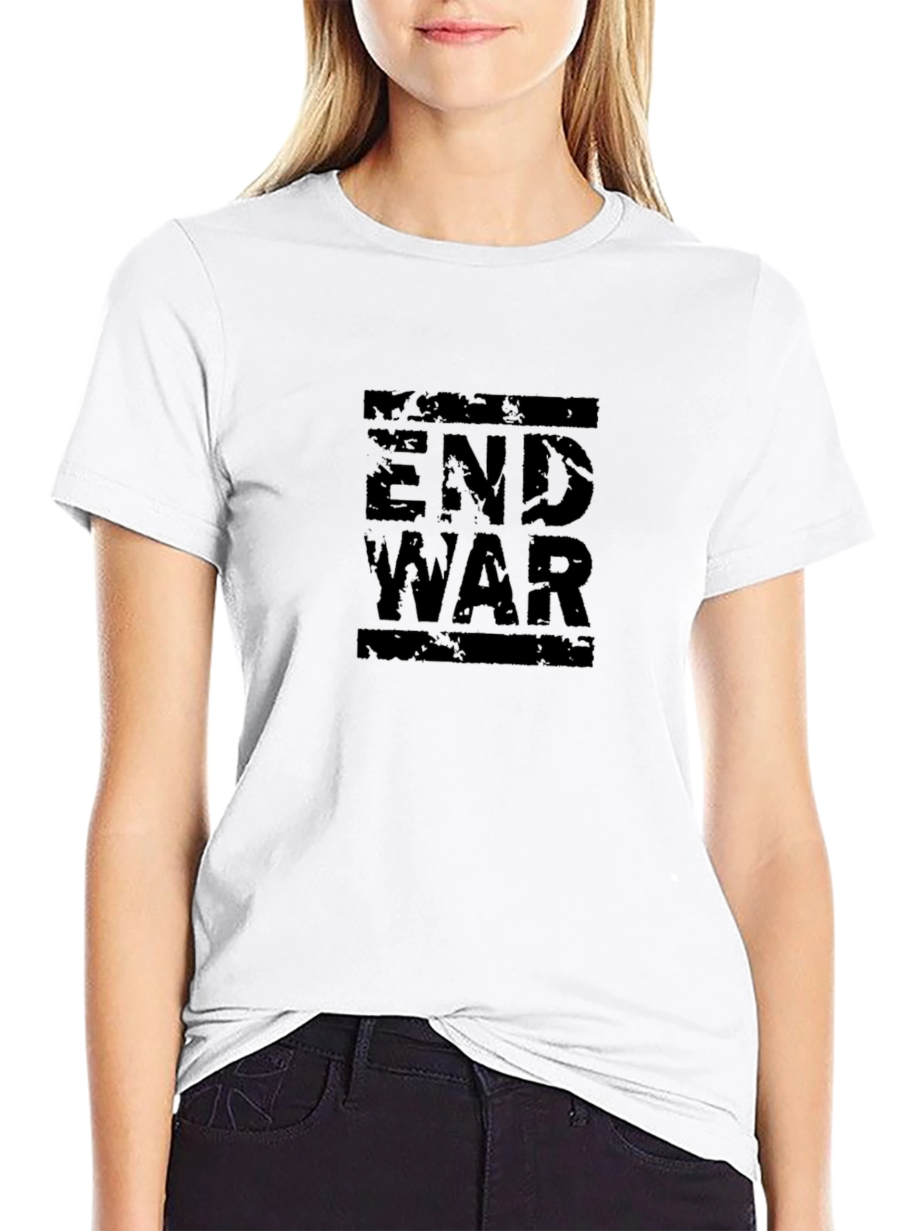 End War Graphic T-Shirt - Black Crew Neck Tee