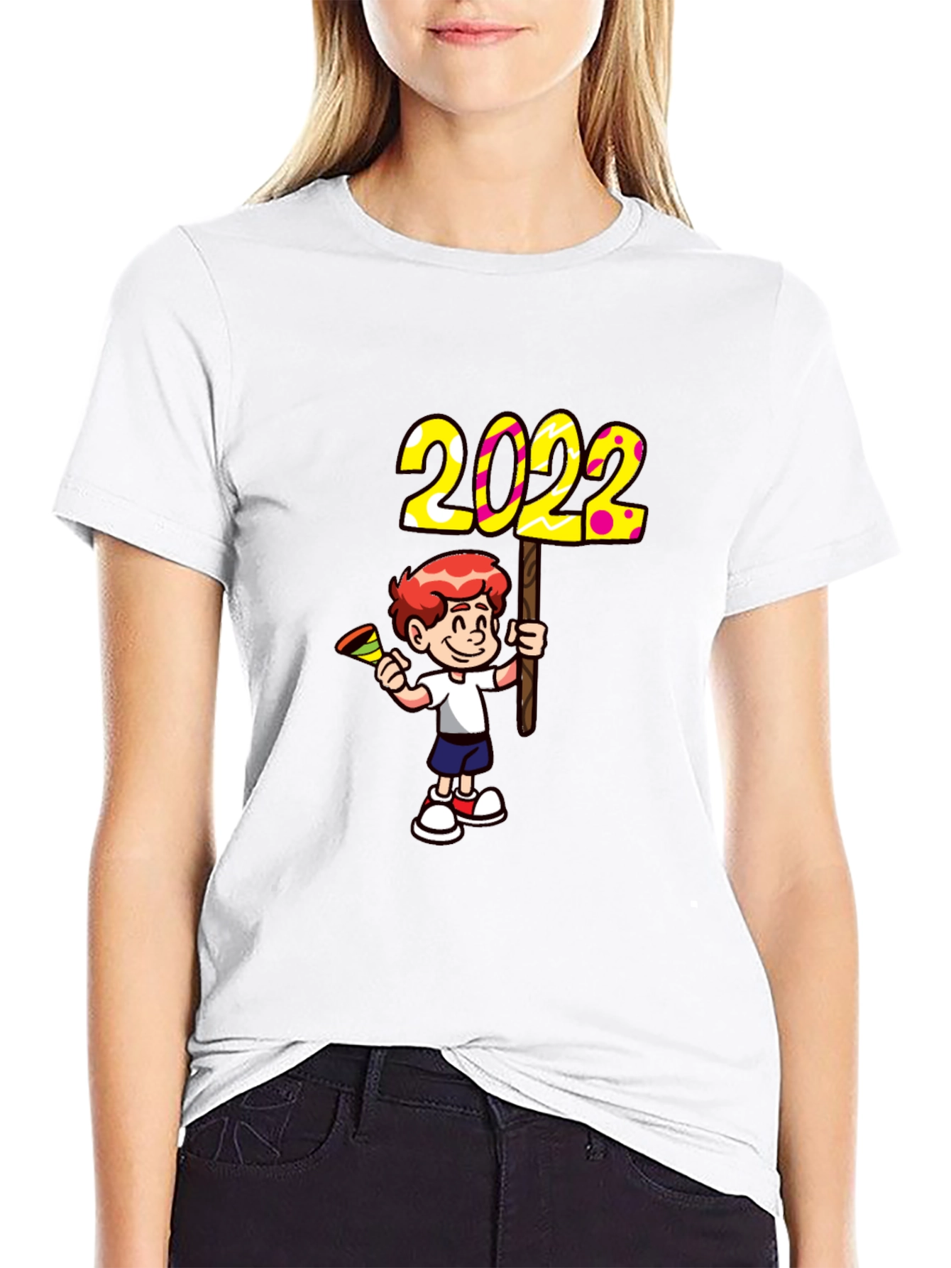 2022 Boy Cartoon Graphic Tee - Black
