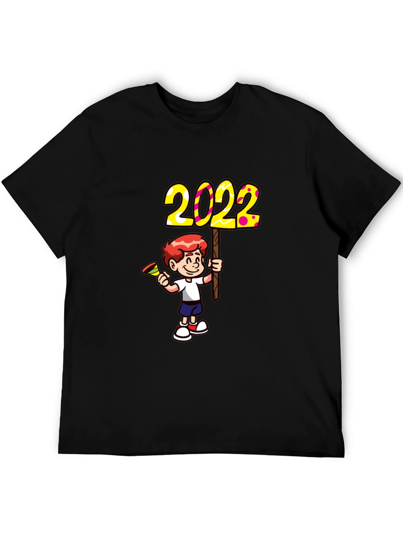 2022 Boy Cartoon Graphic Tee - Black