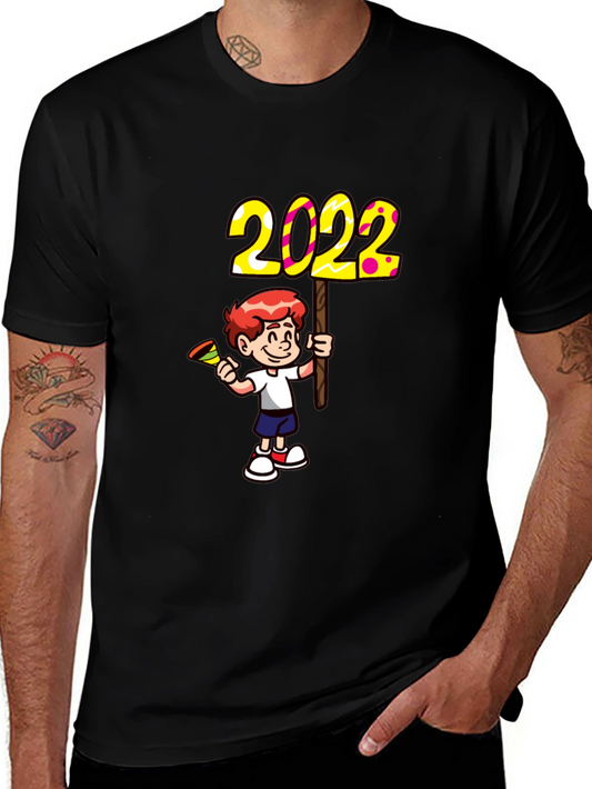 2022 Boy Cartoon Graphic Tee - Black