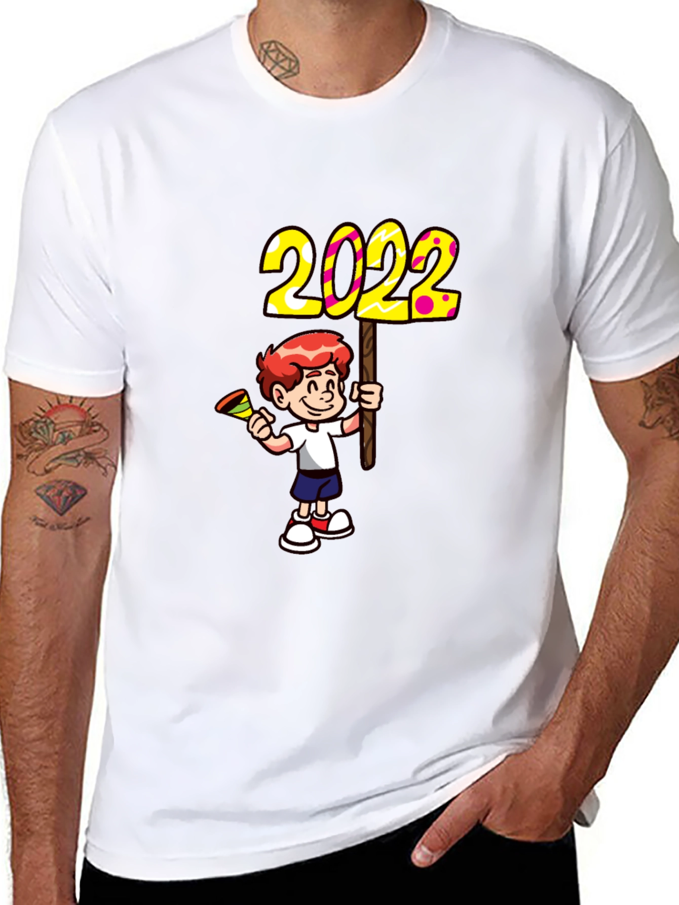2022 Boy Cartoon Graphic Tee - Black