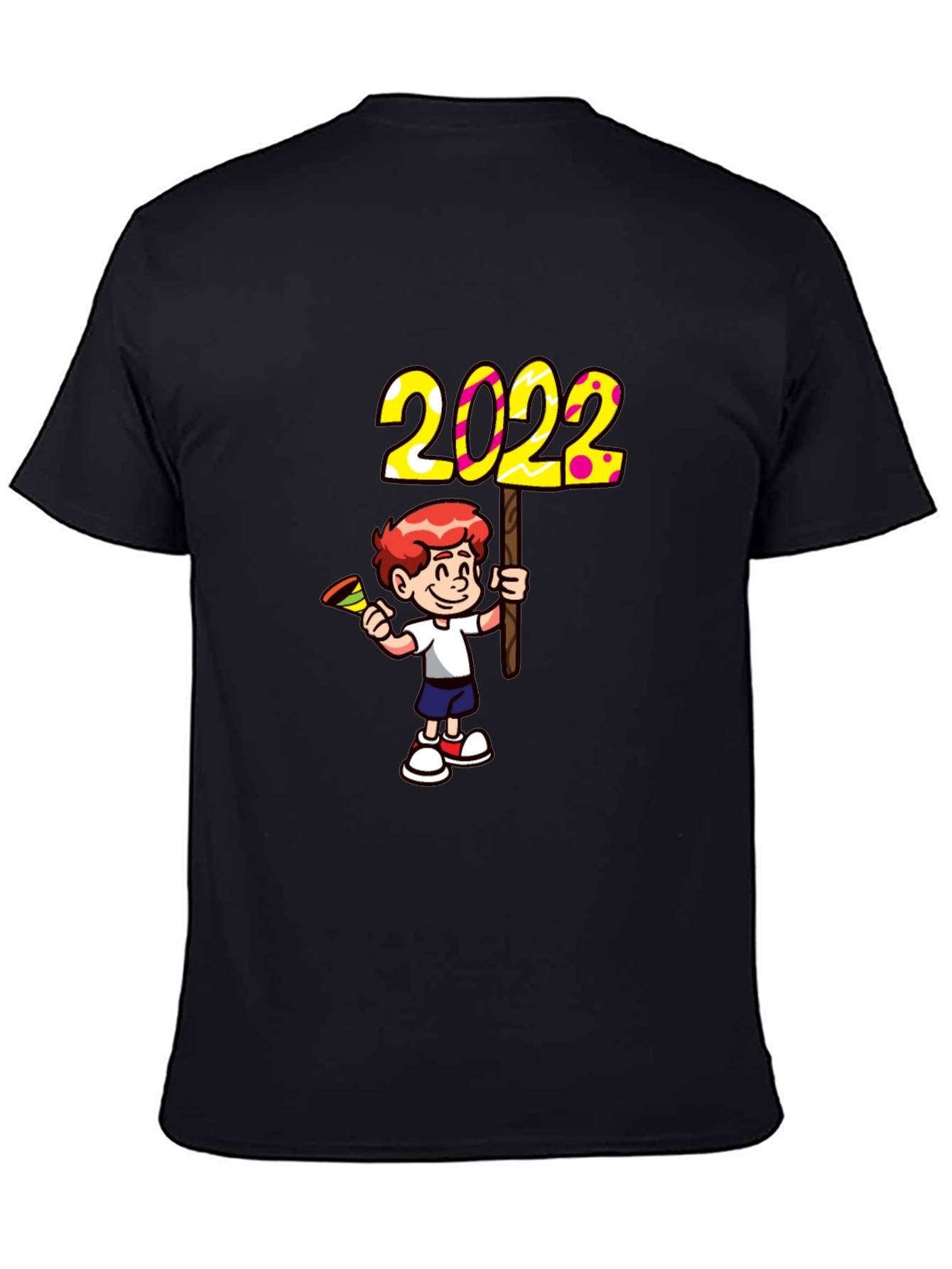 2022 Boy Cartoon Graphic Tee - Black