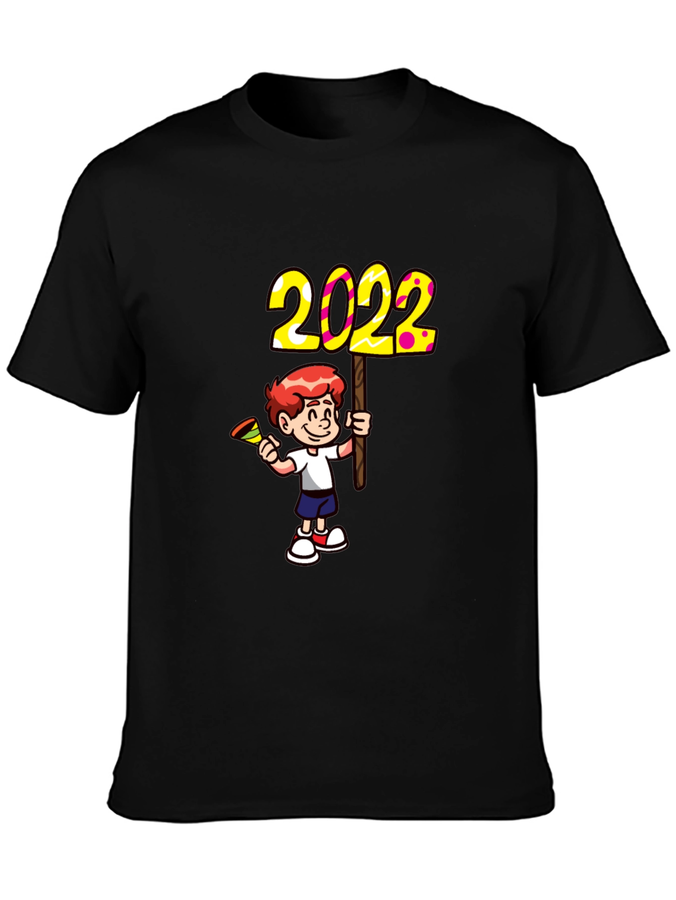 2022 Boy Cartoon Graphic Tee - Black