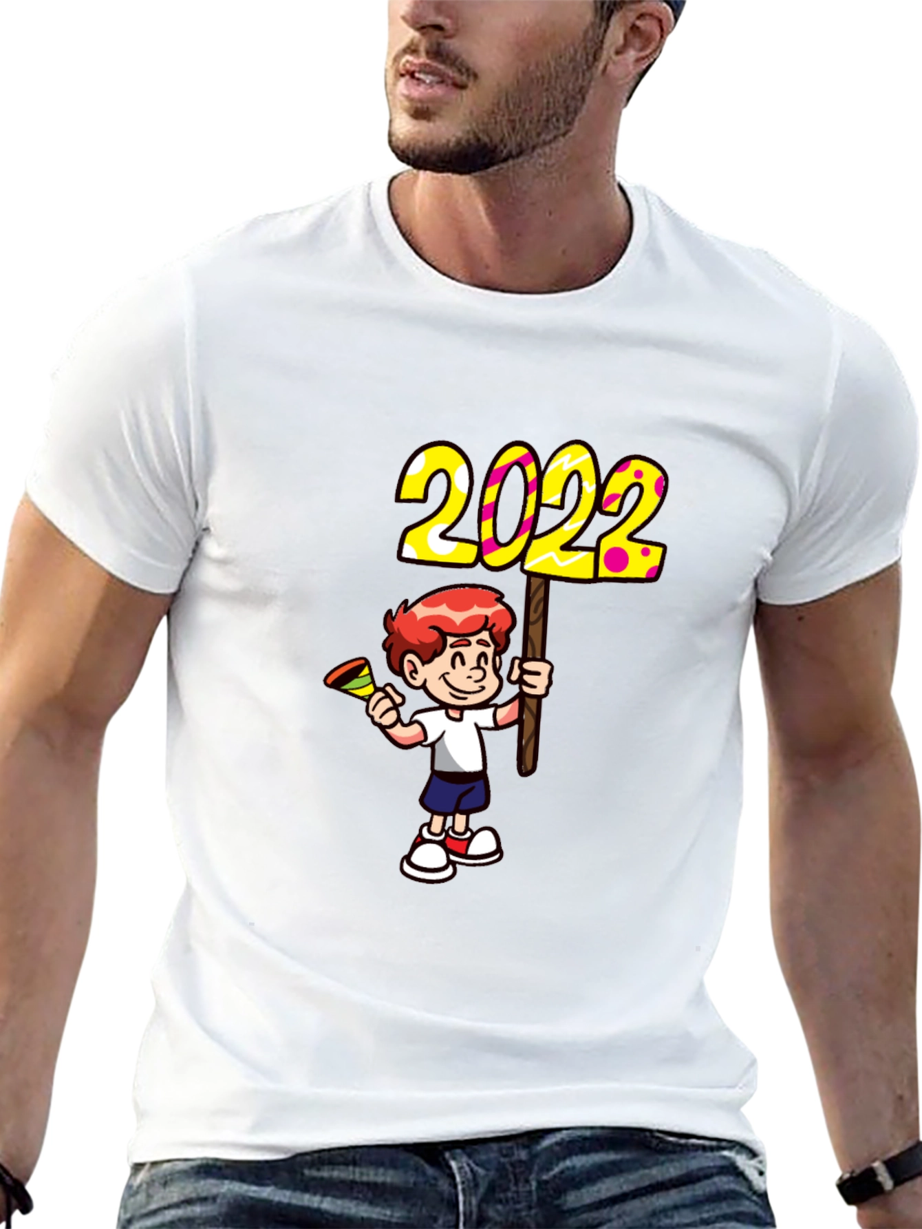 2022 Boy Cartoon Graphic Tee - Black