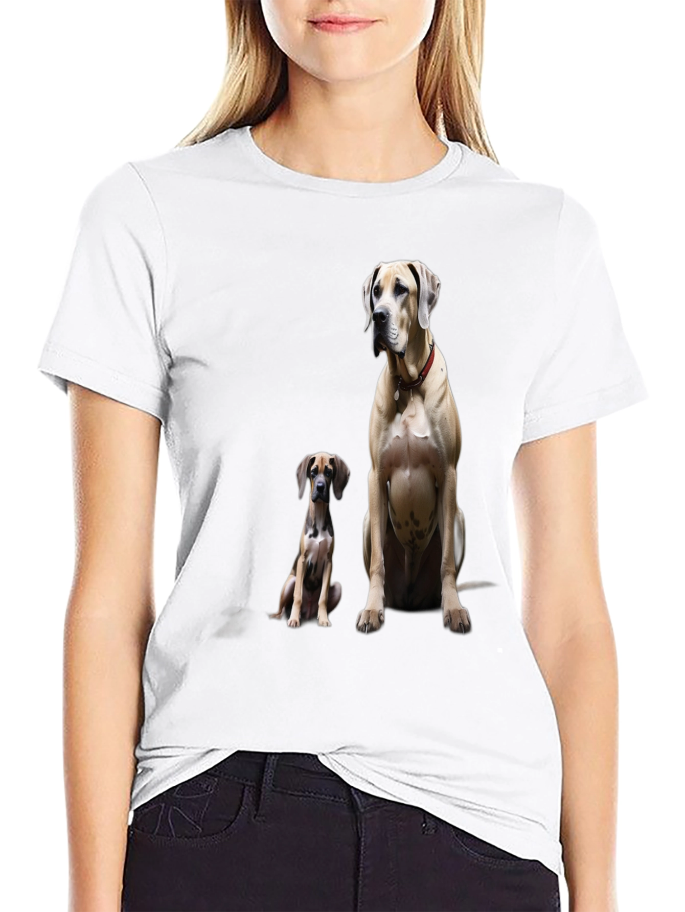 Dog Lovers Tee: Two Great Danes on Black T-Shirt