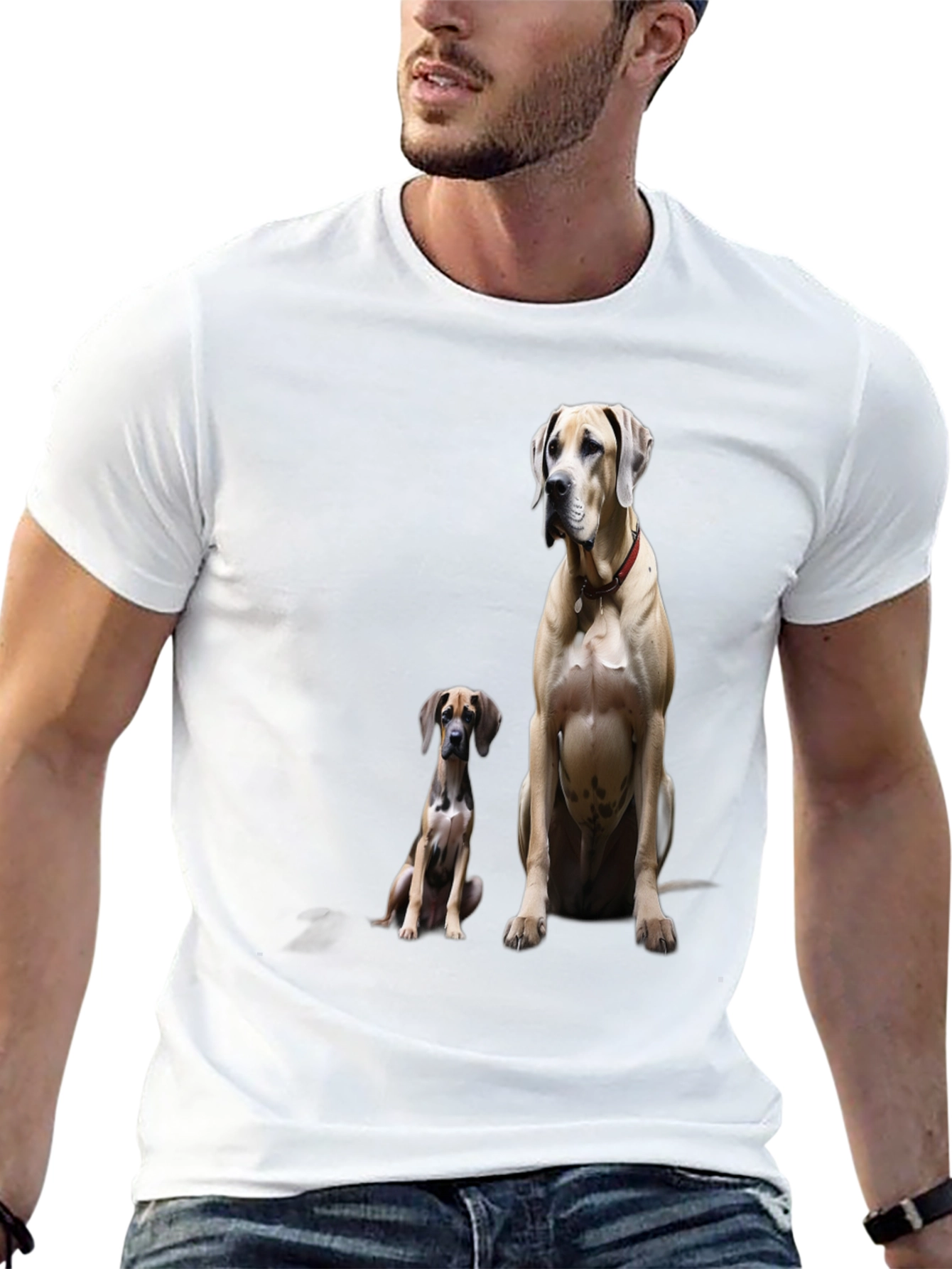 Dog Lovers Tee: Two Great Danes on Black T-Shirt