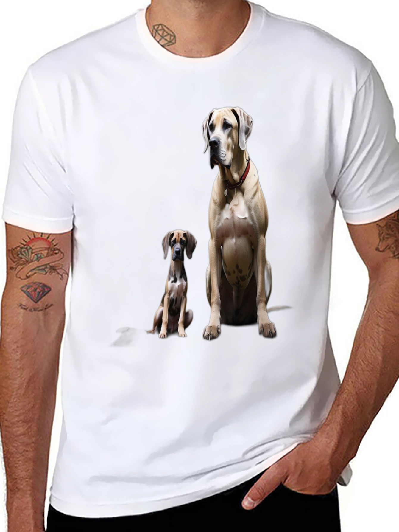 Dog Lovers Tee: Two Great Danes on Black T-Shirt