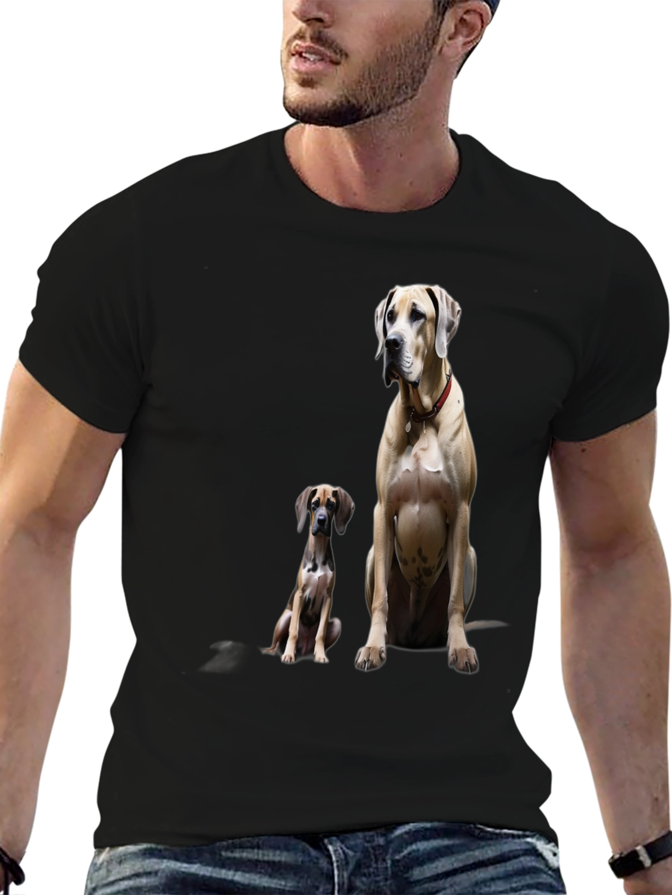 Dog Lovers Tee: Two Great Danes on Black T-Shirt