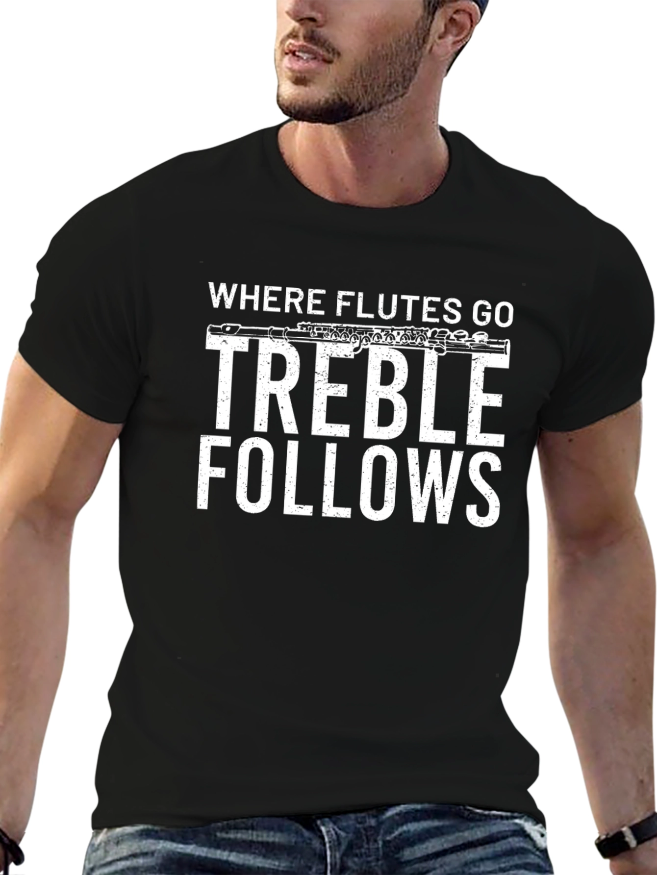 Where Flutes Go Treble Follows Black T-Shirt