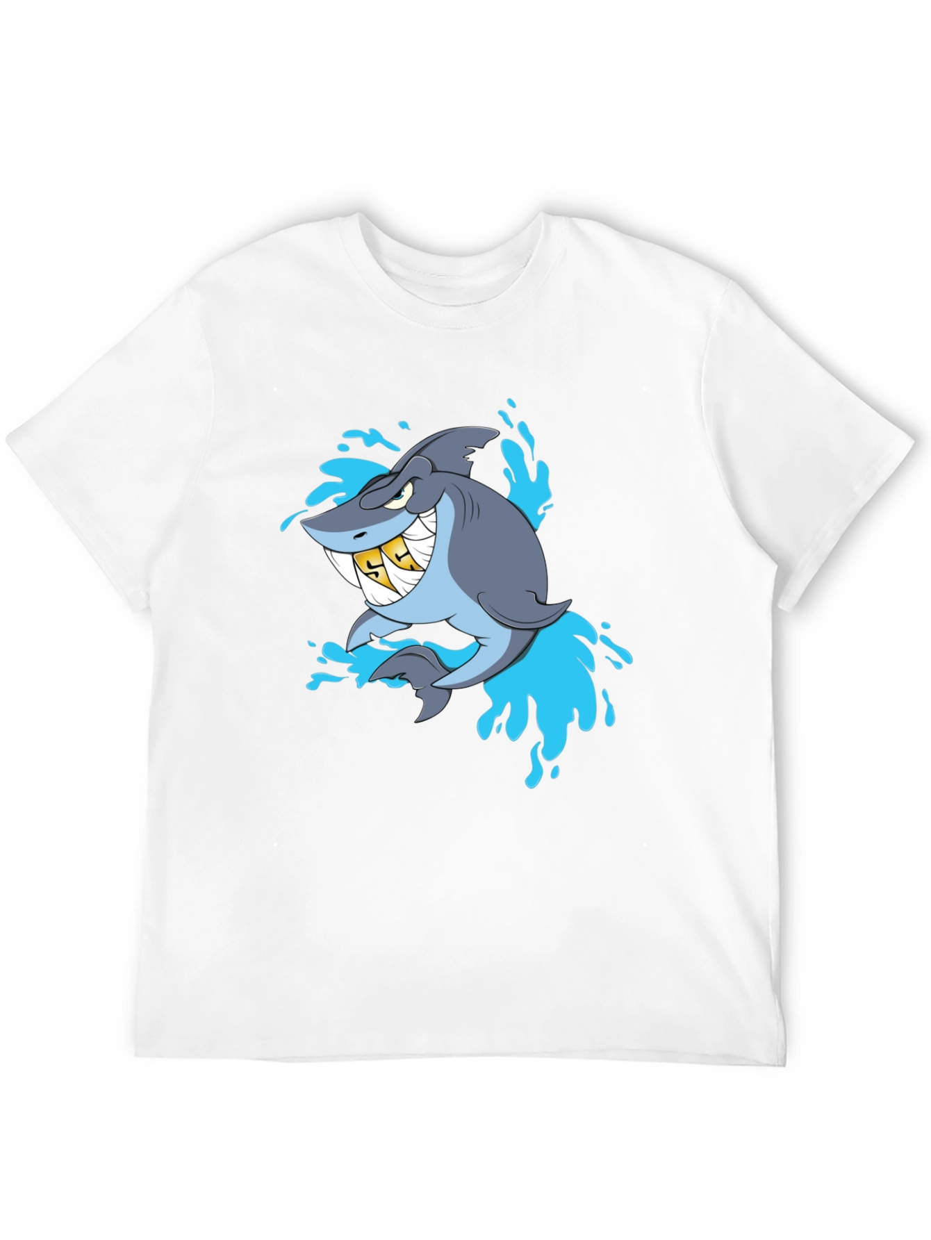 Shark with Gold Teeth Graphic Black T-Shirt