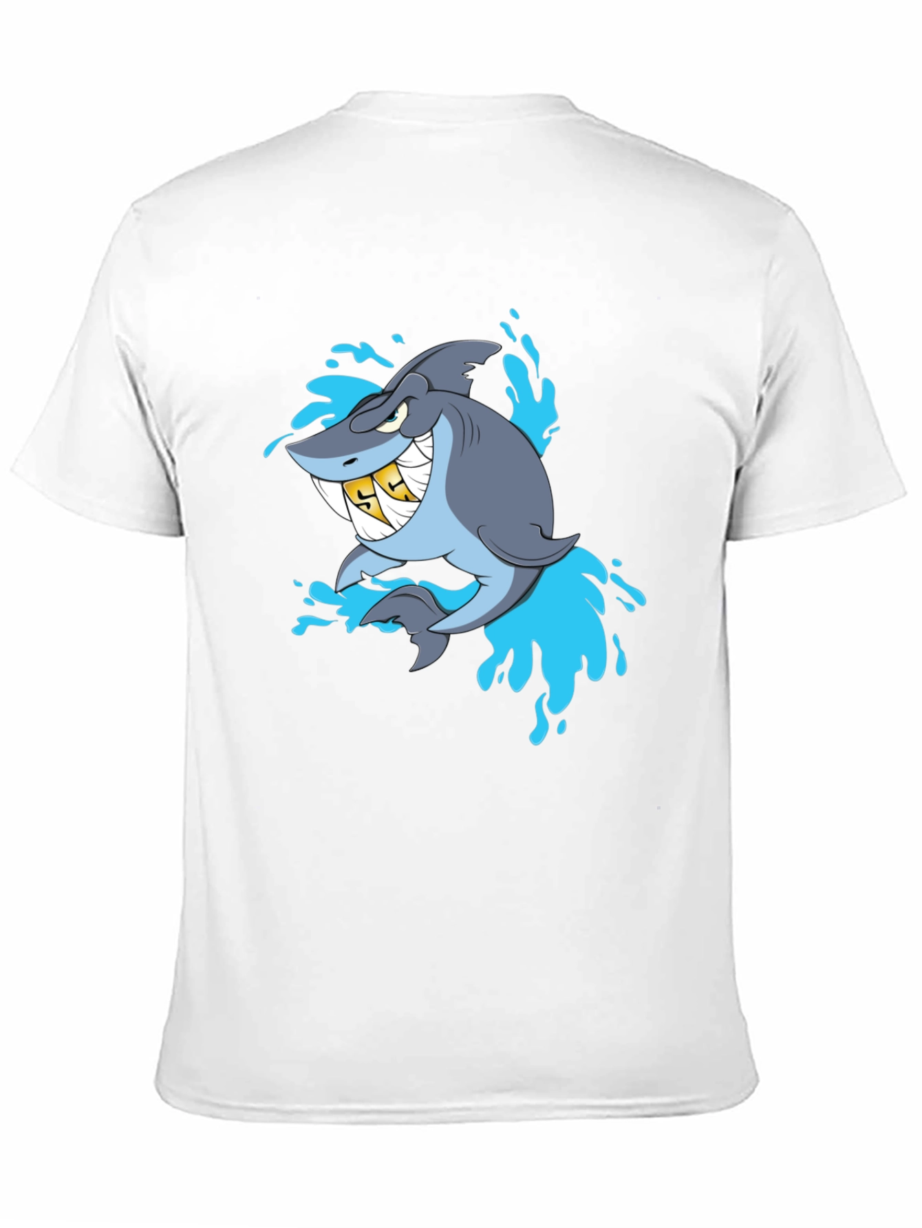 Shark with Gold Teeth Graphic Black T-Shirt