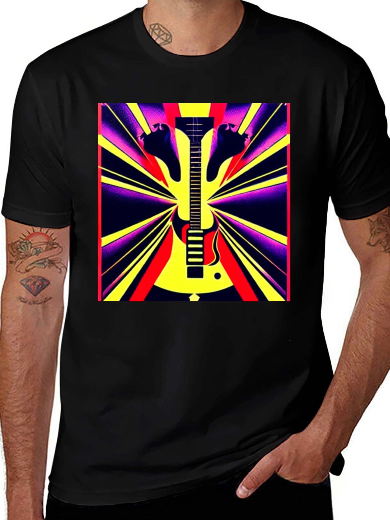 Electric Guitar Graphic Tee - Retro Rock Style