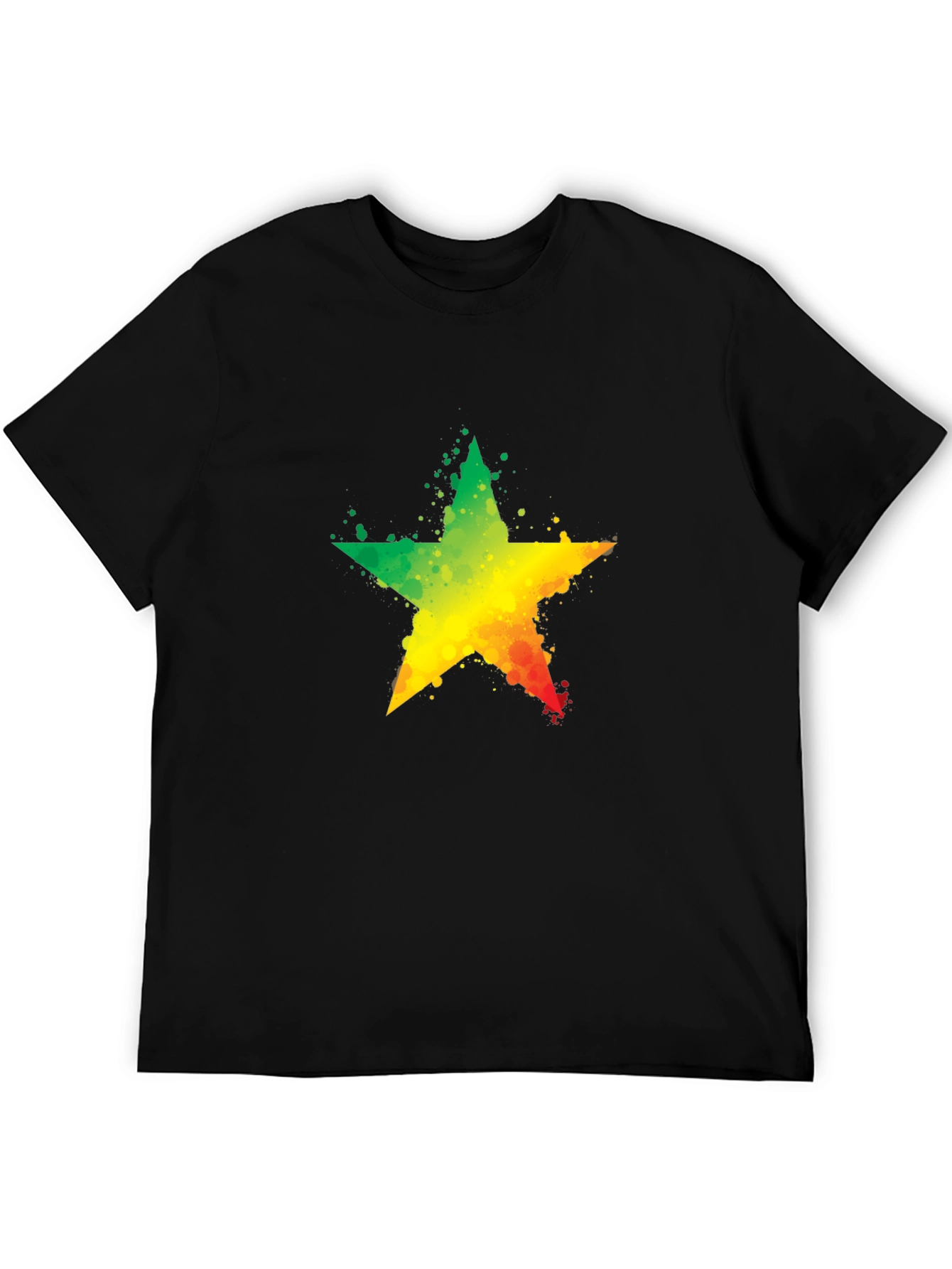 Rasta Star T-Shirt - Black Cotton Tee
