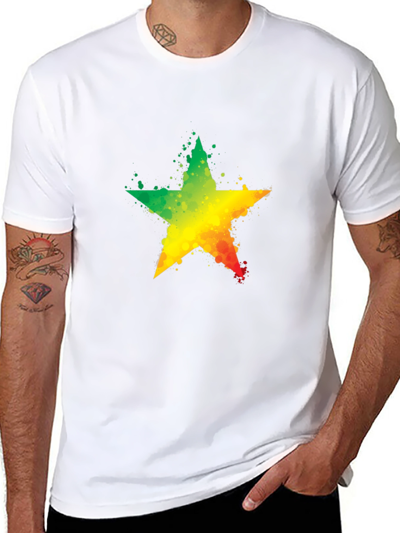 Rasta Star T-Shirt - Black Cotton Tee