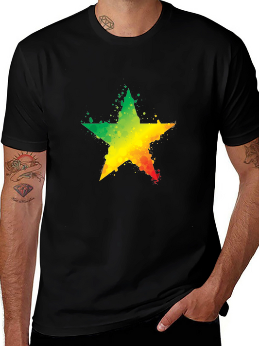 Rasta Star T-Shirt - Black Cotton Tee