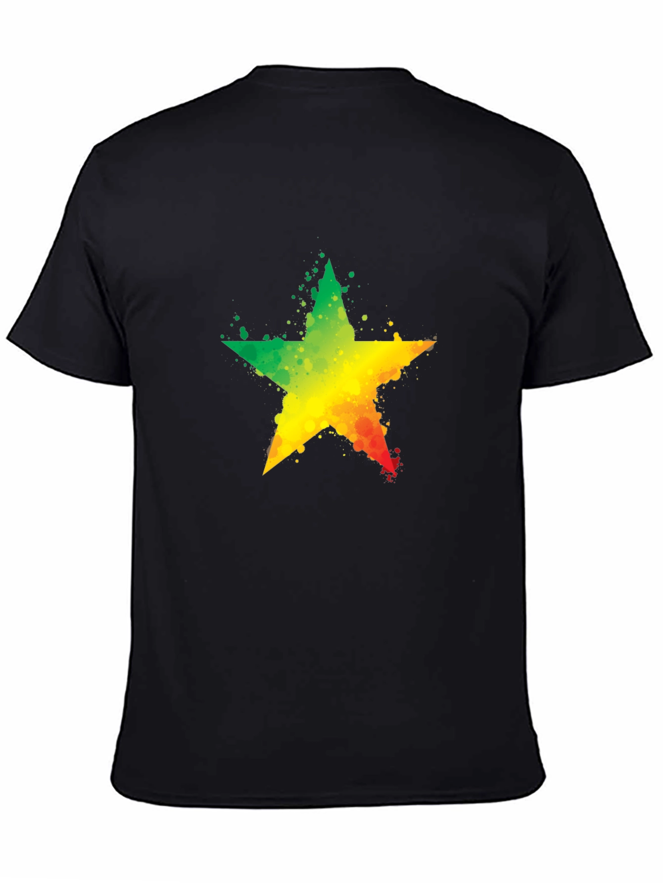 Rasta Star T-Shirt - Black Cotton Tee