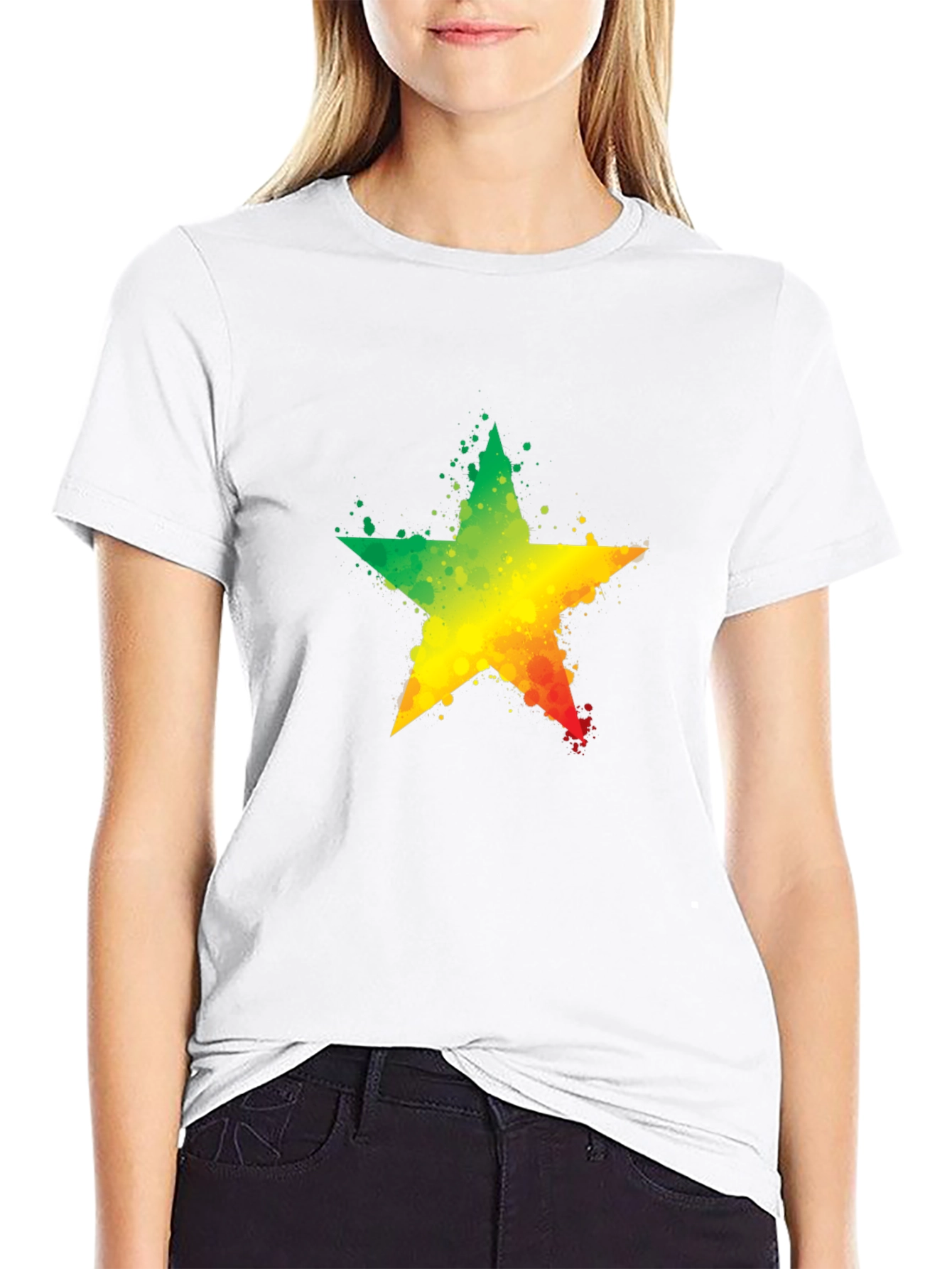Rasta Star T-Shirt - Black Cotton Tee