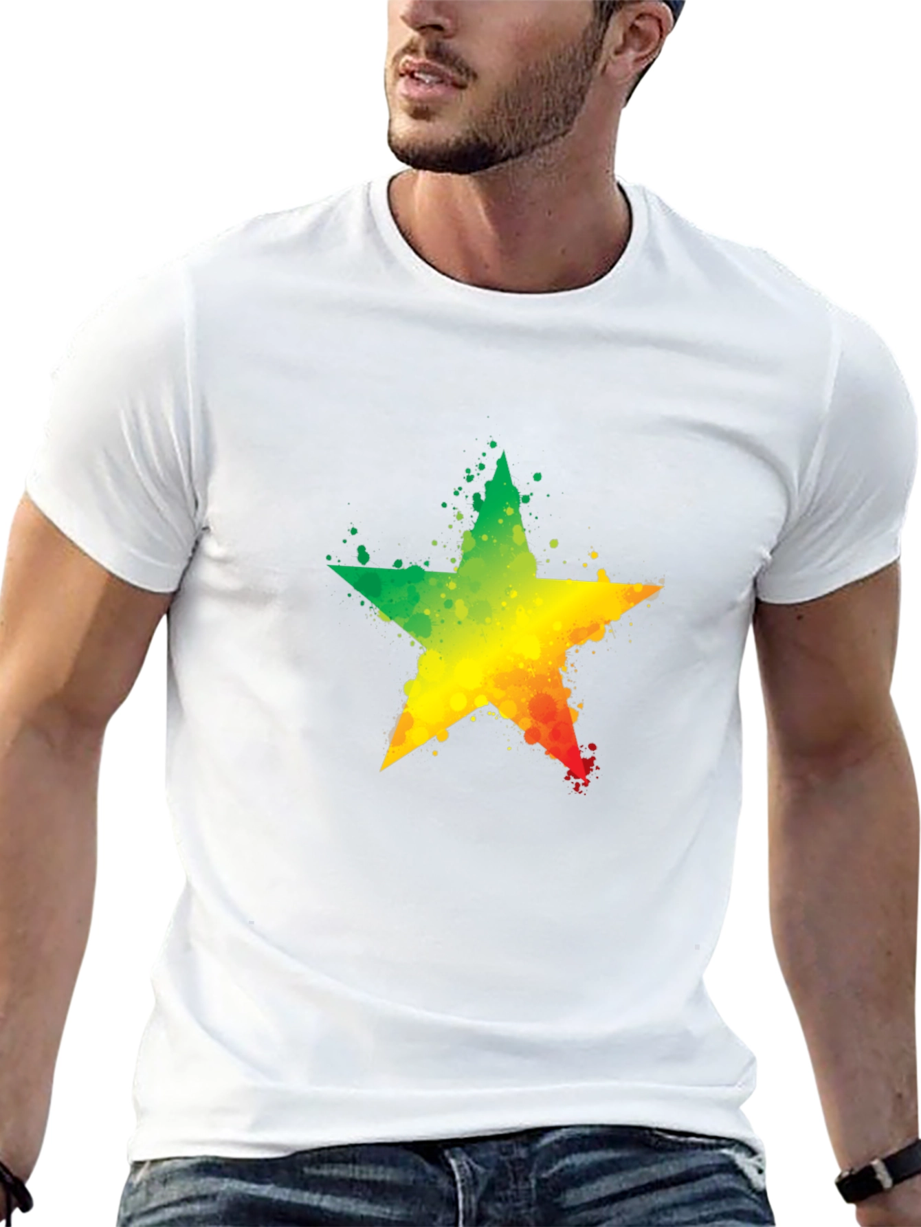 Rasta Star T-Shirt - Black Cotton Tee