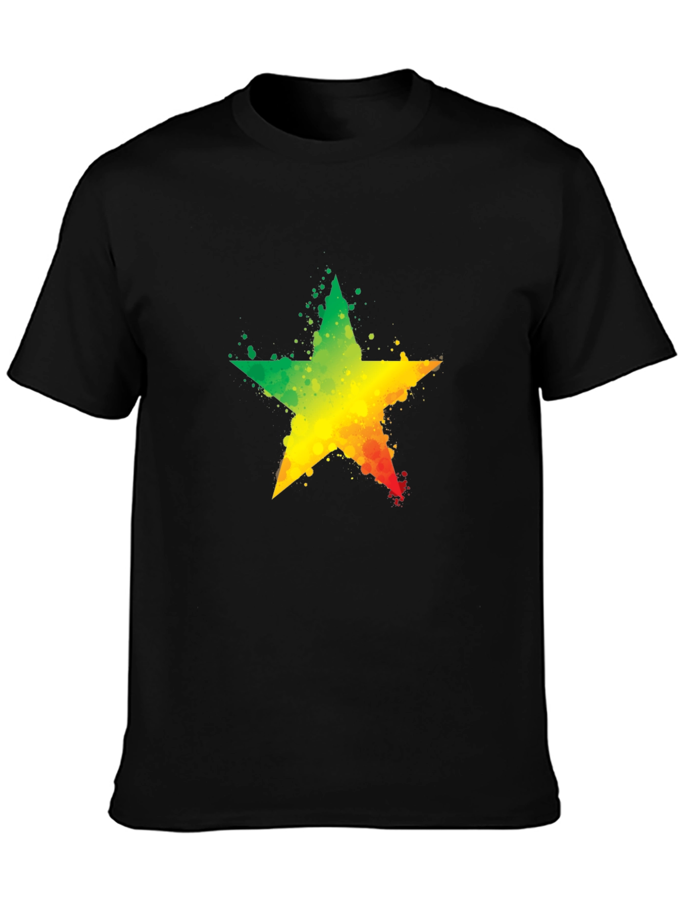 Rasta Star T-Shirt - Black Cotton Tee