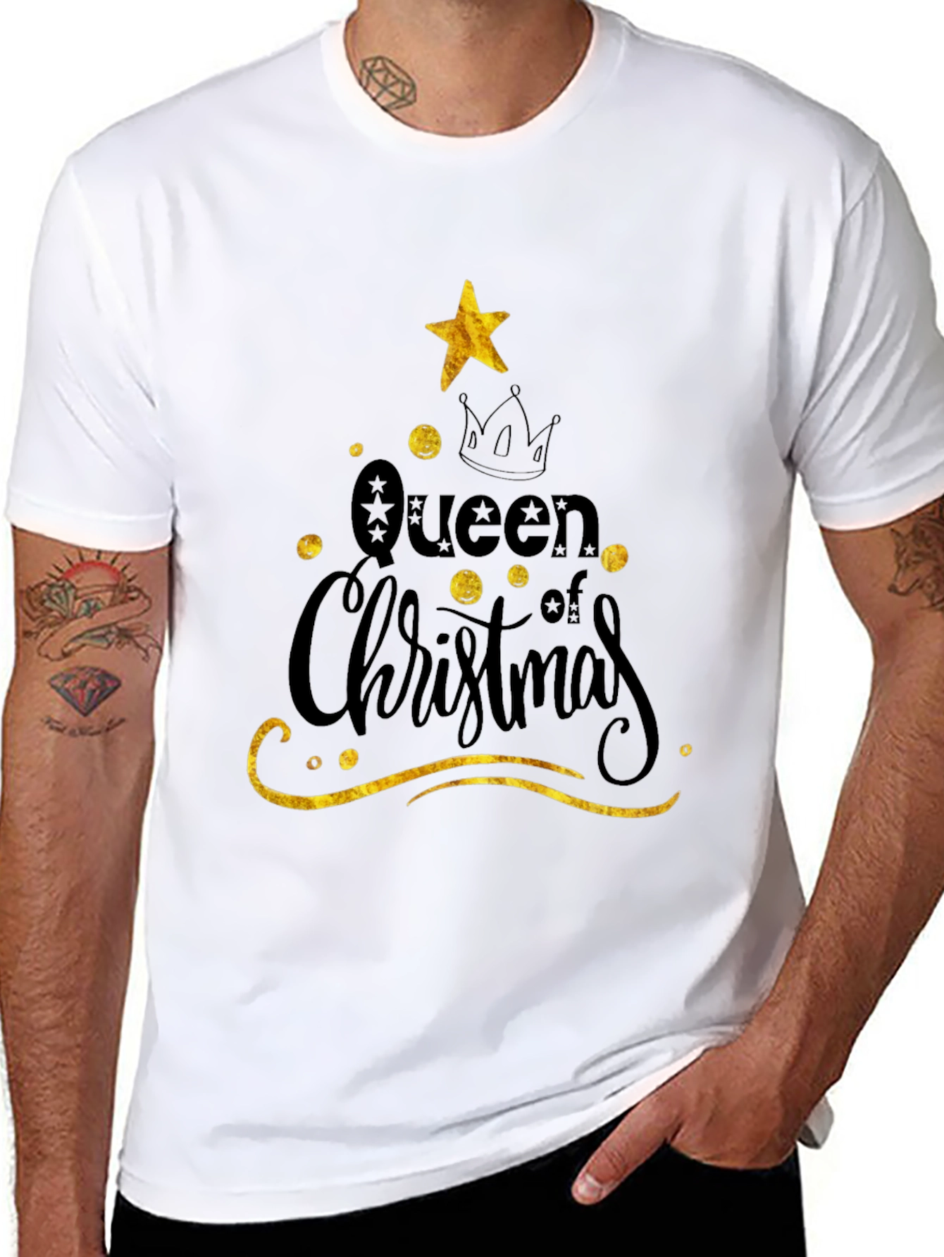 Queen of Christmas Black T-Shirt