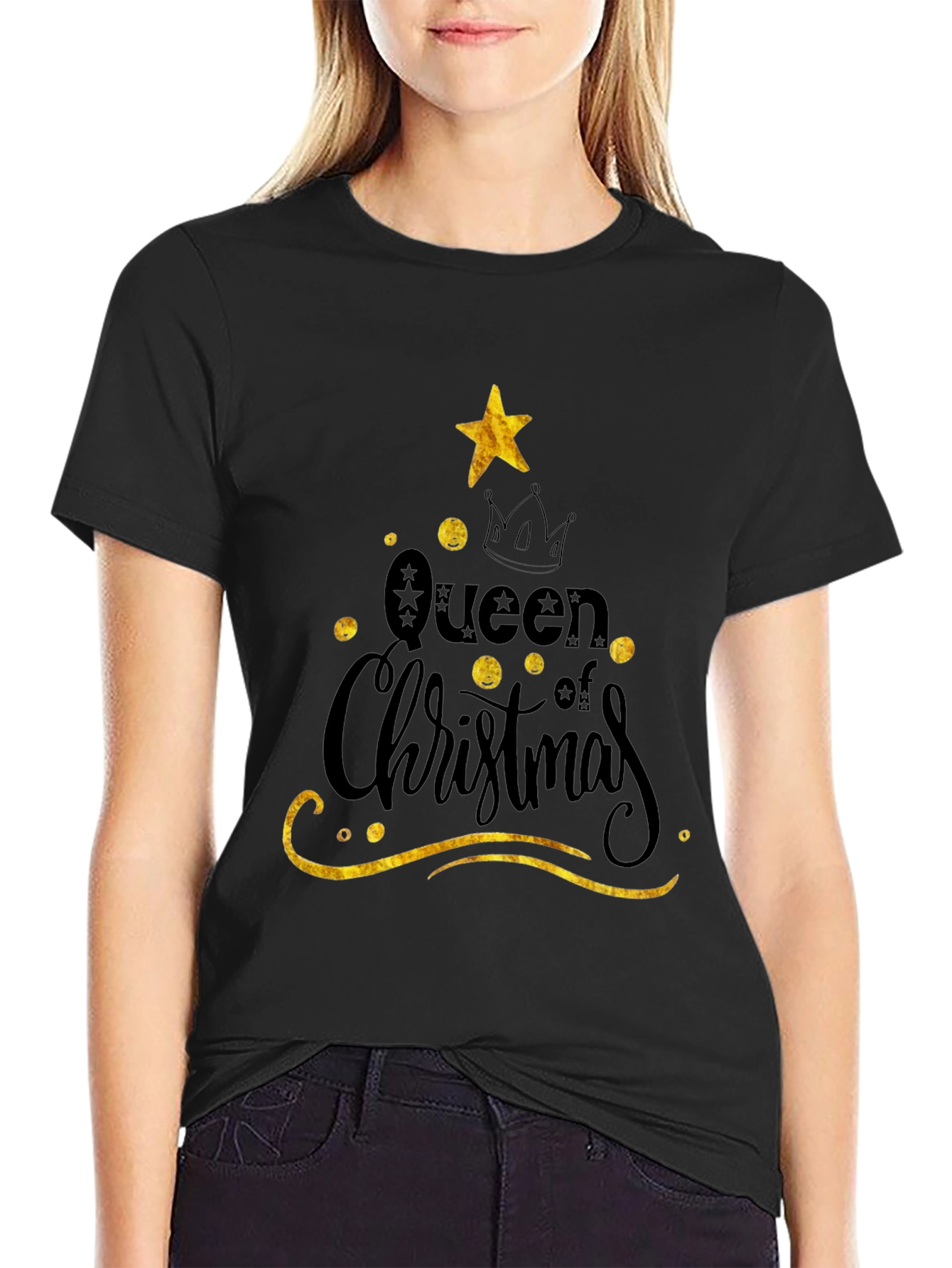 Queen of Christmas Black T-Shirt