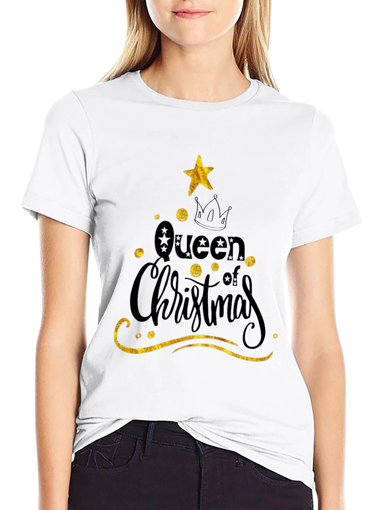 Queen of Christmas Black T-Shirt