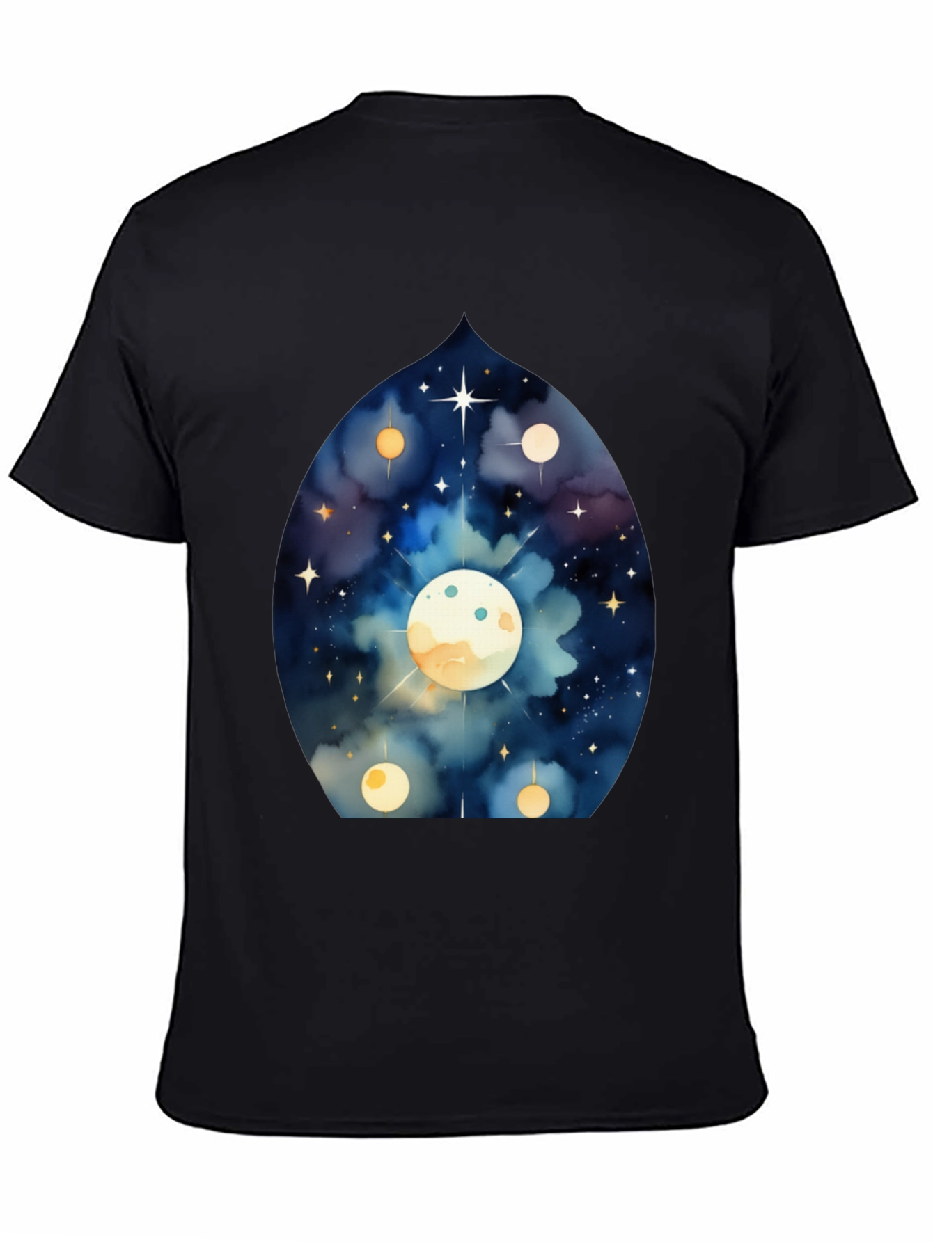 Celestial Moon Graphic Tee - Black Cotton T-Shirt