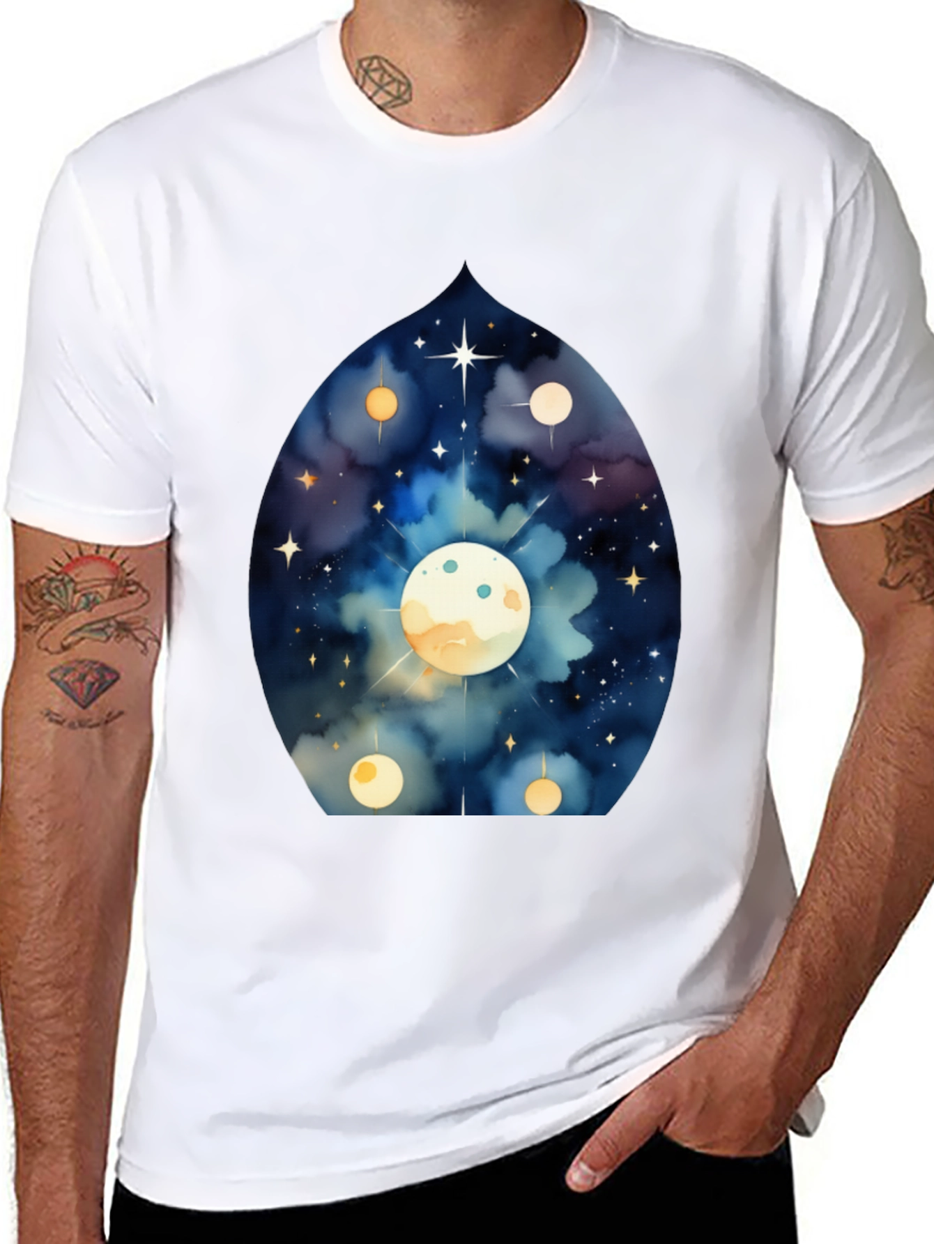 Celestial Moon Graphic Tee - Black Cotton T-Shirt
