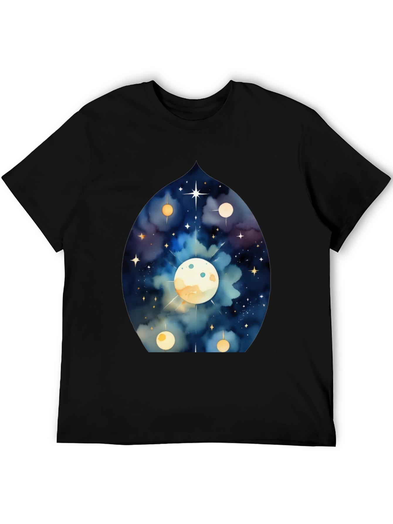 Celestial Moon Graphic Tee - Black Cotton T-Shirt