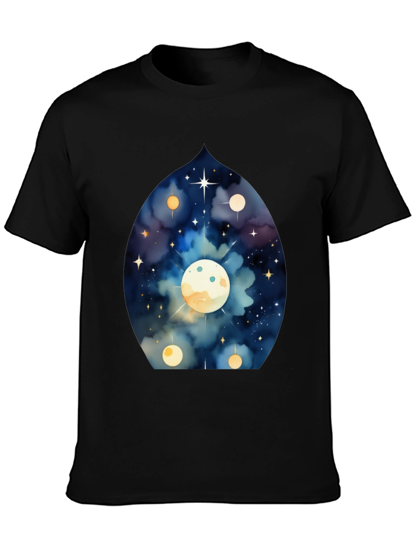 Celestial Moon Graphic Tee - Black Cotton T-Shirt