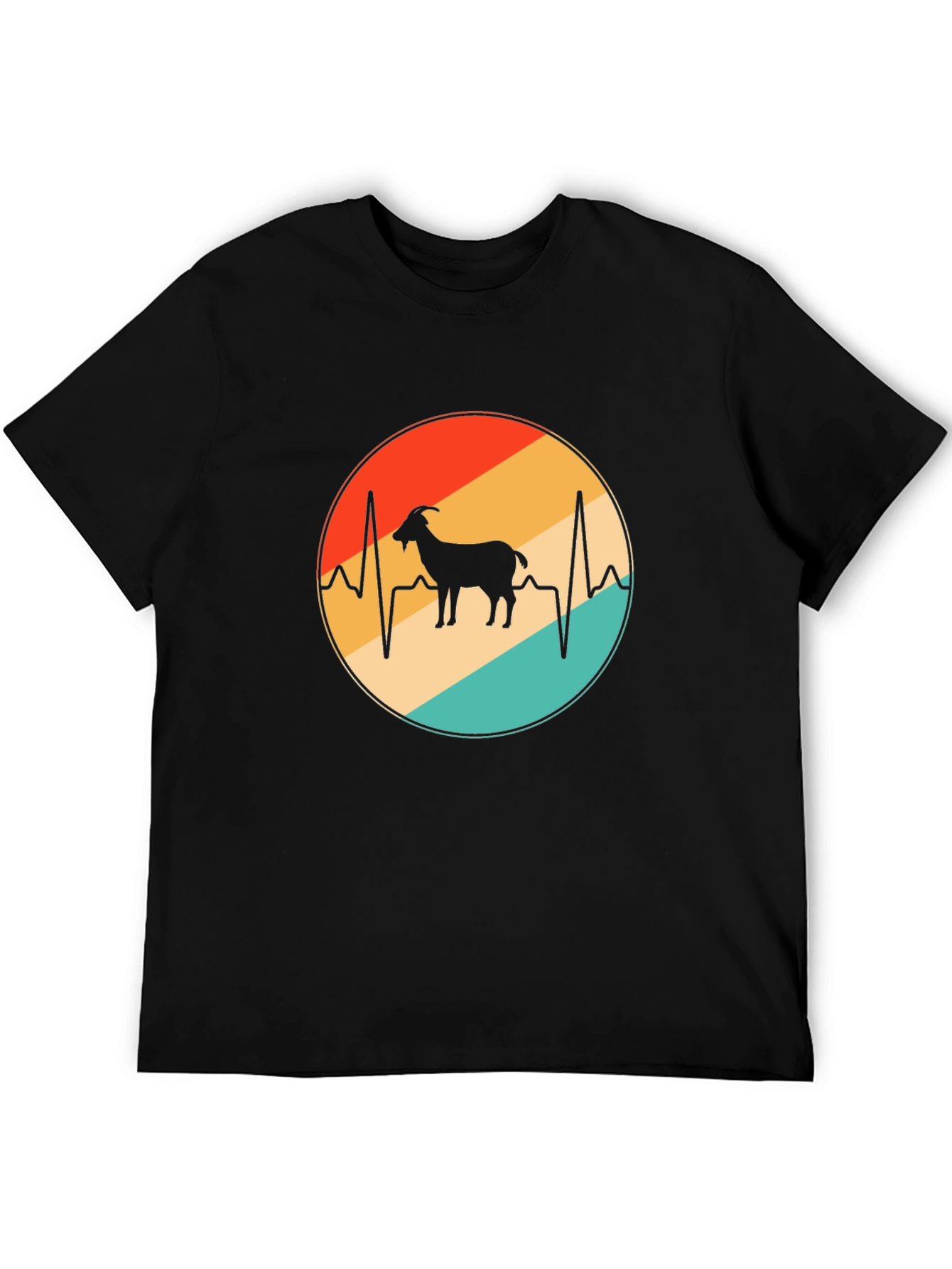 Retro Goat Heartbeat Graphic T-Shirt