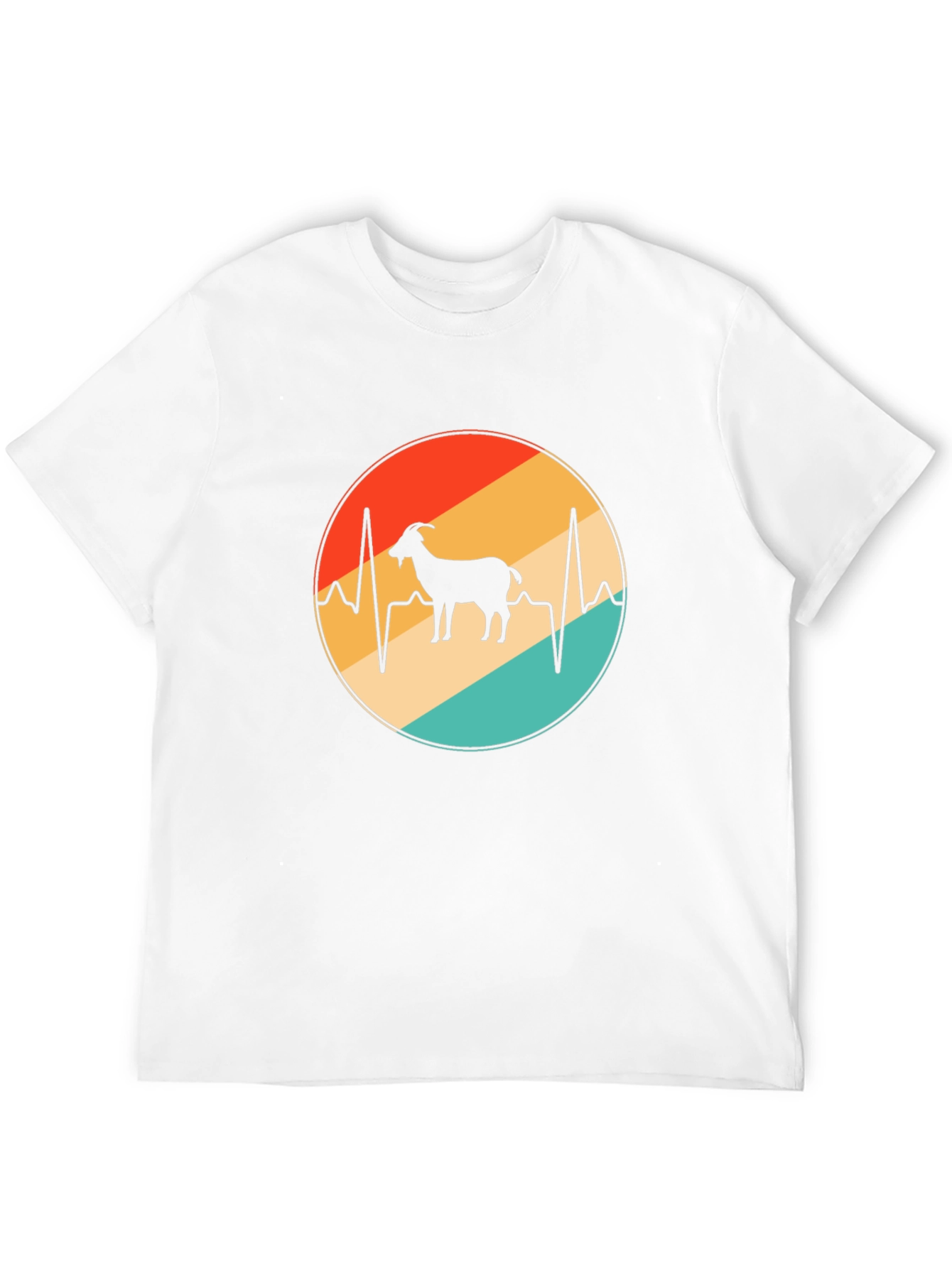 Retro Goat Heartbeat Graphic T-Shirt