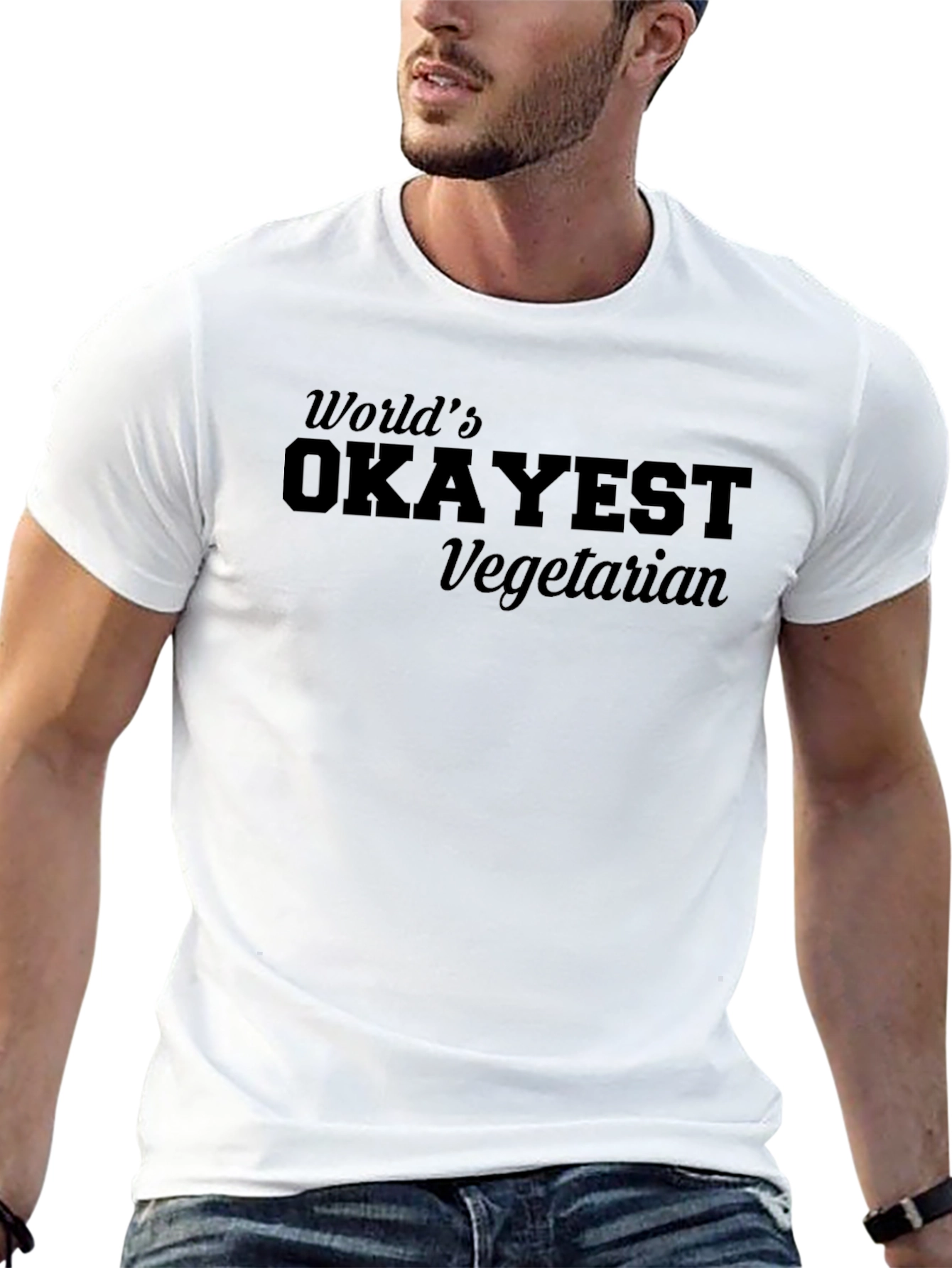 Worlds Okayest Vegetarian Black Graphic T-Shirt