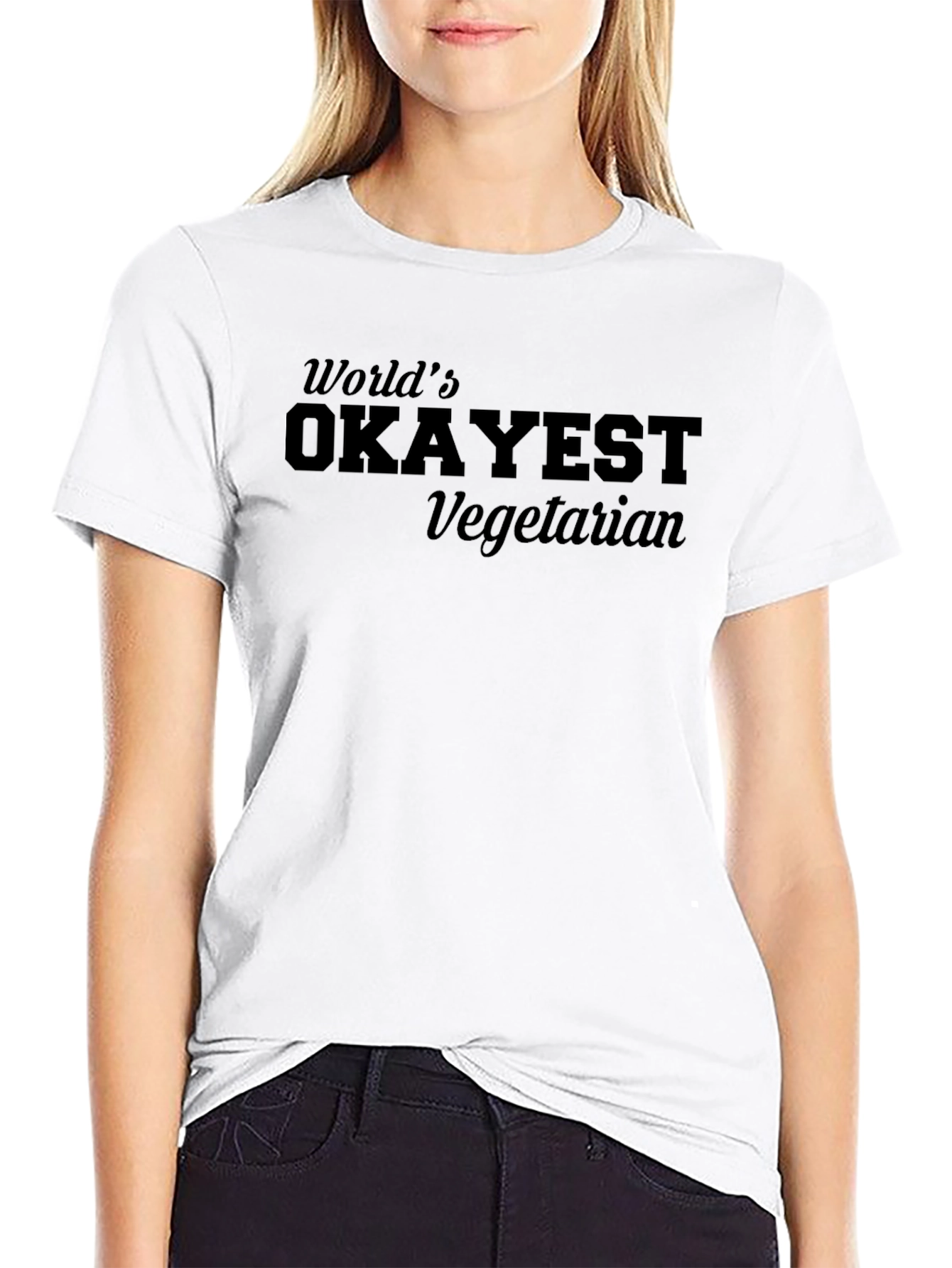 Worlds Okayest Vegetarian Black Graphic T-Shirt