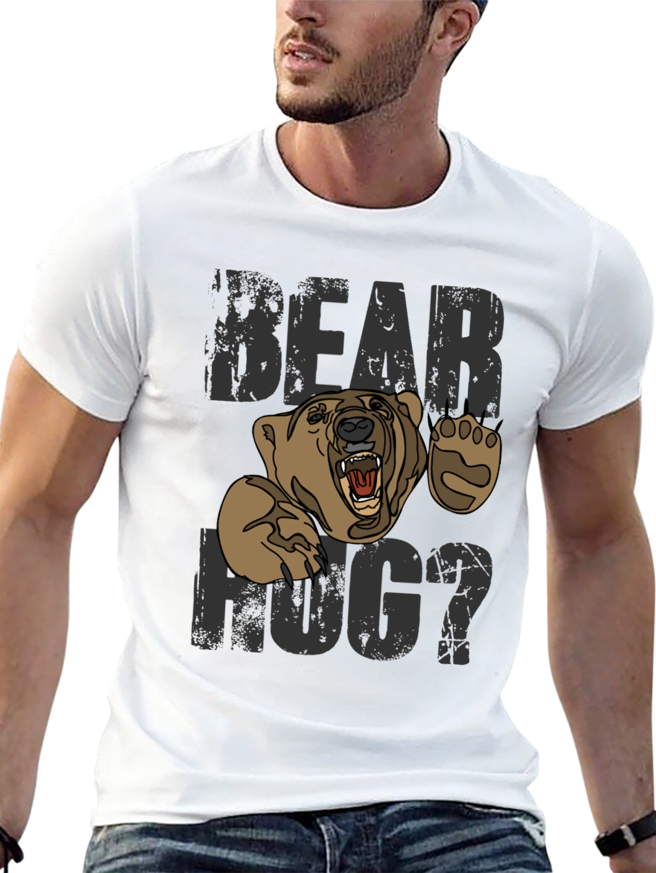 Bear Hug Graphic Tee -  Mens Black T-Shirt