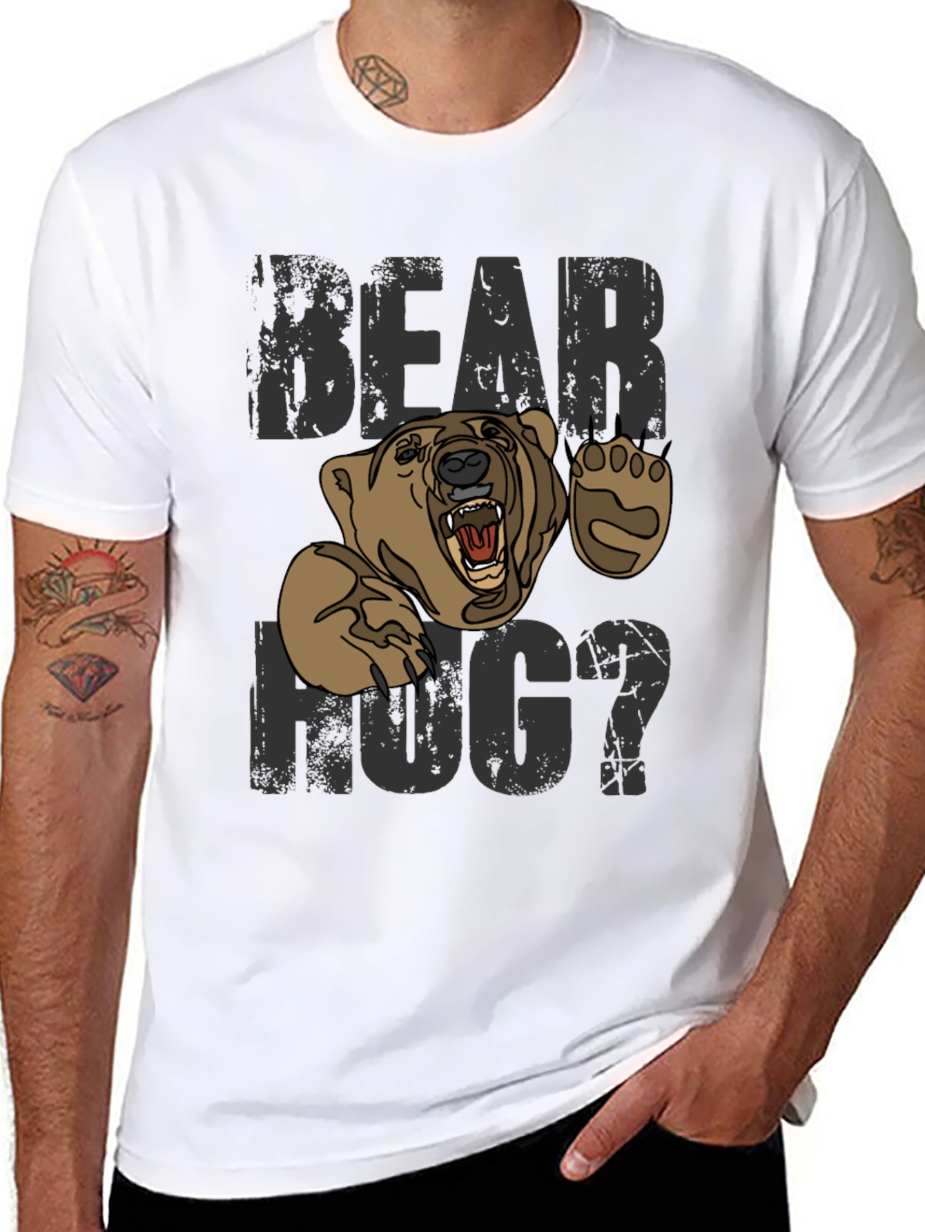 Bear Hug Graphic Tee -  Mens Black T-Shirt