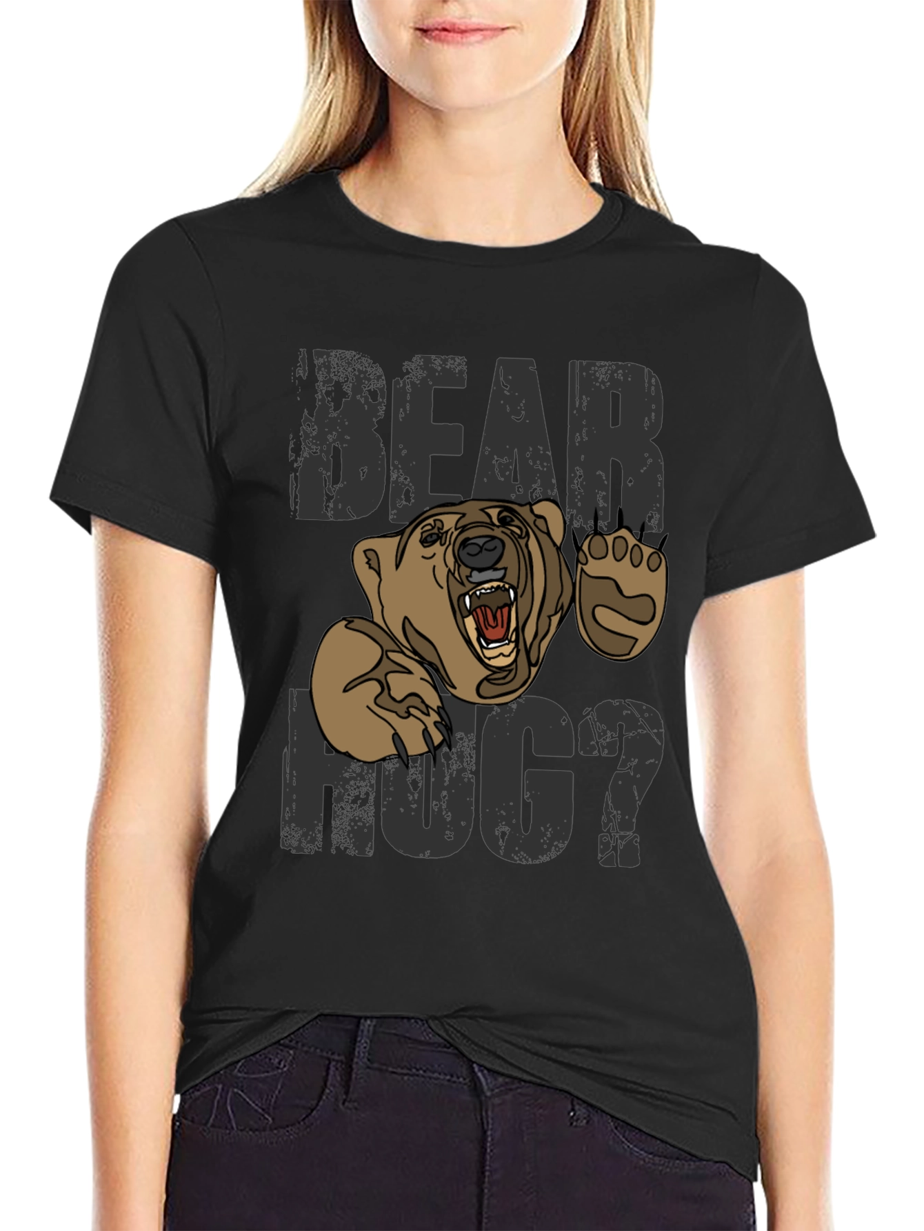 Bear Hug Graphic Tee -  Mens Black T-Shirt