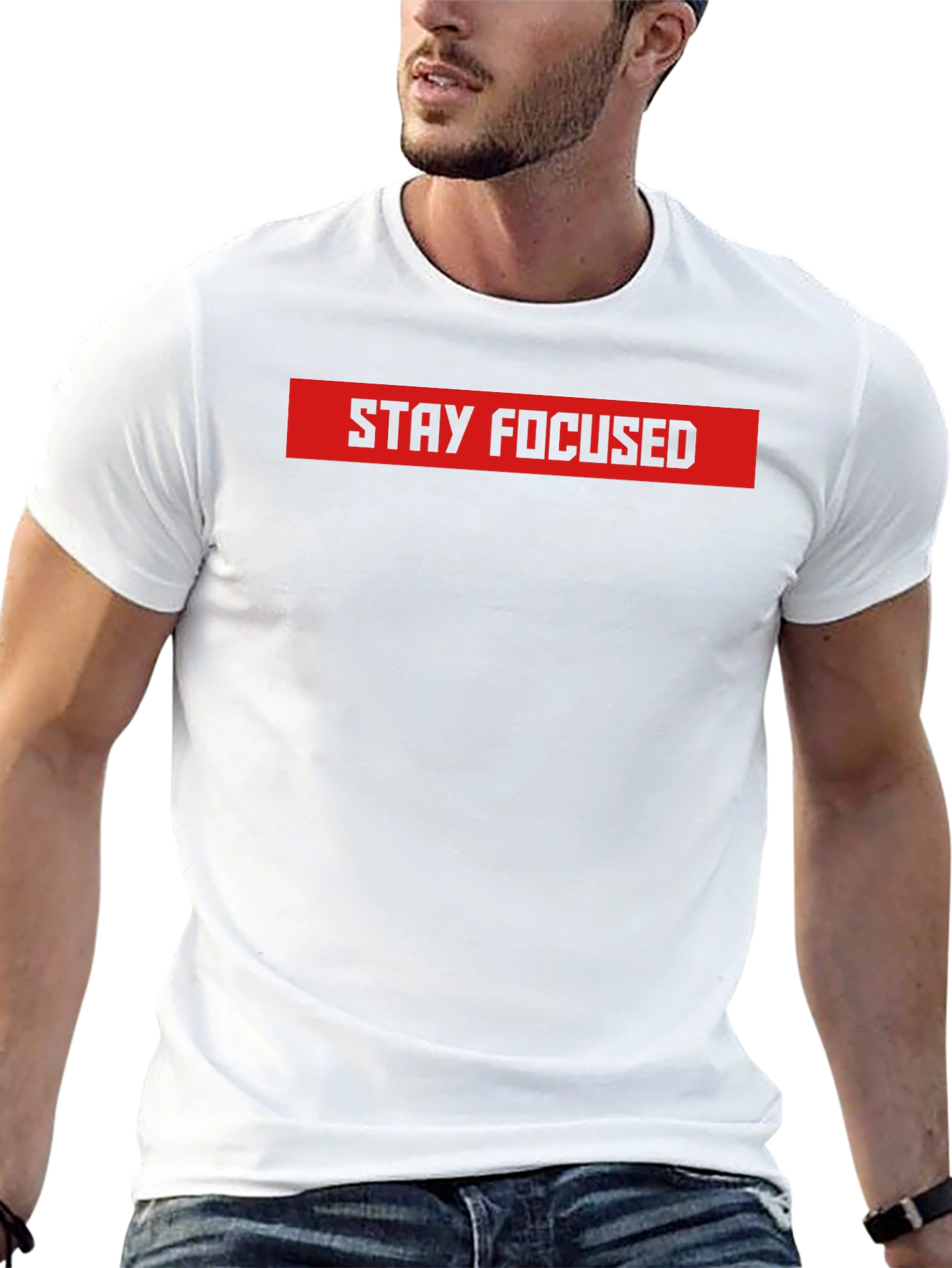 Stay Focused Black Graphic Tee - Motivational Shirt