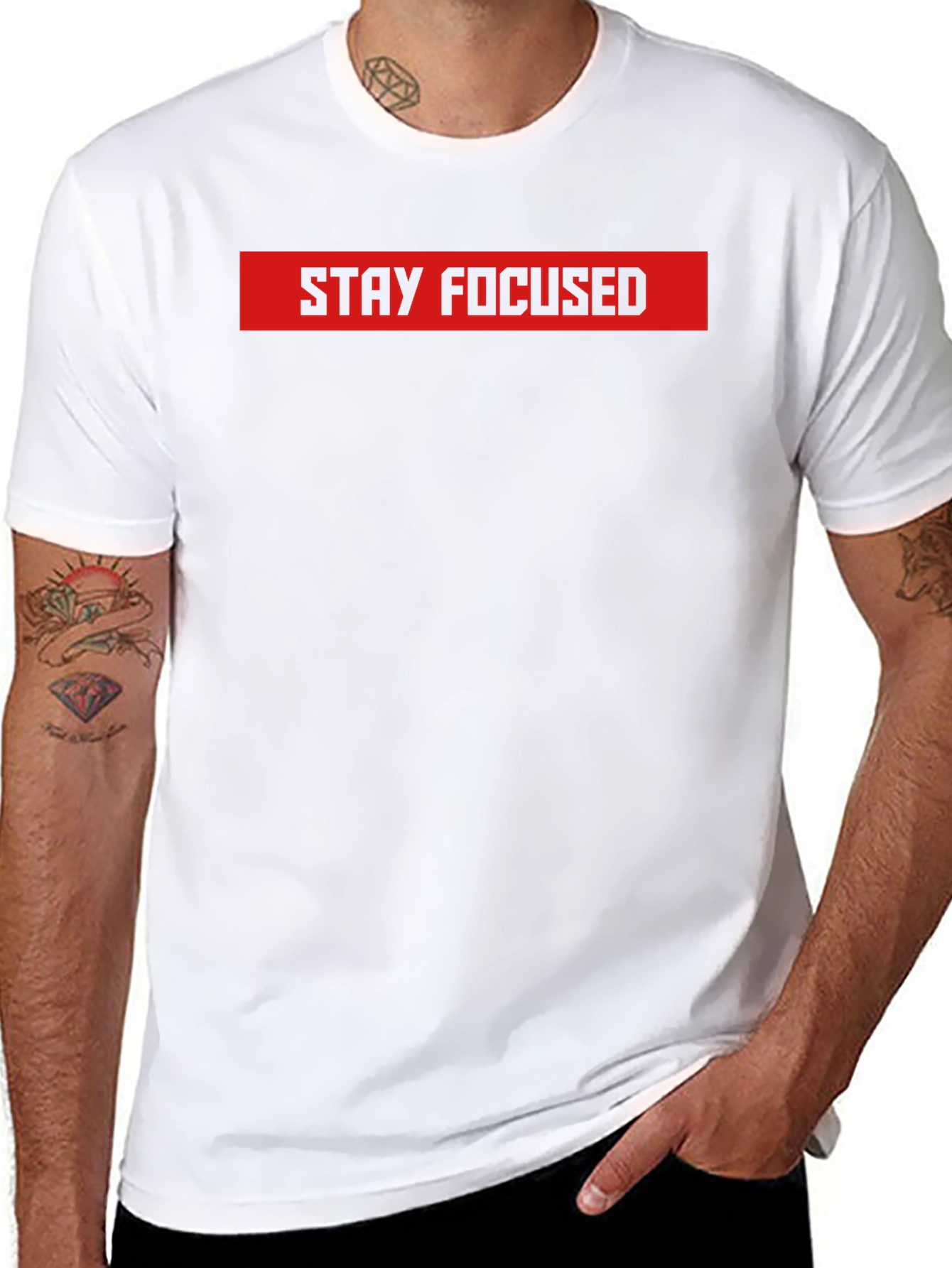 Stay Focused Black Graphic Tee - Motivational Shirt