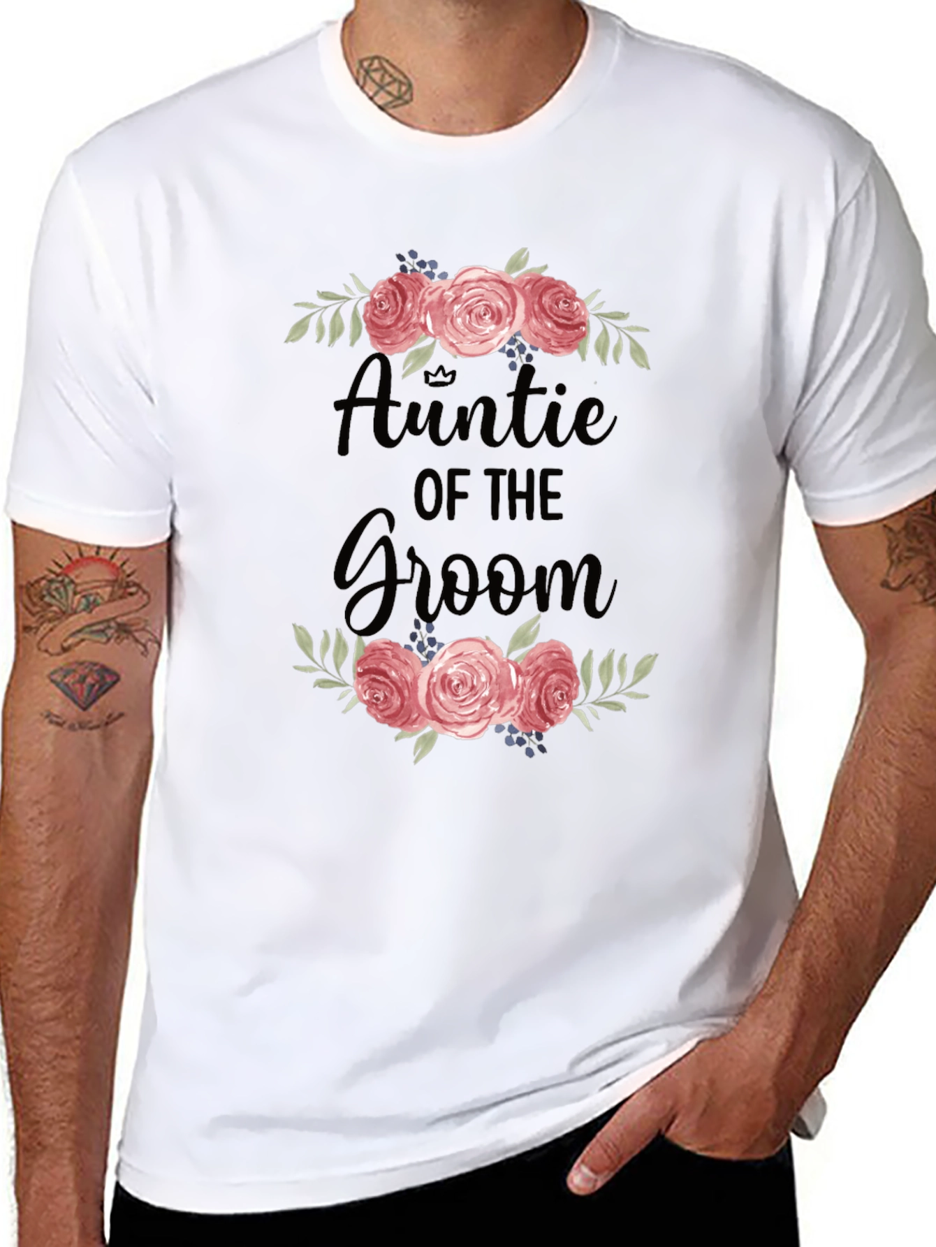 Auntie of the Groom Floral T-Shirt