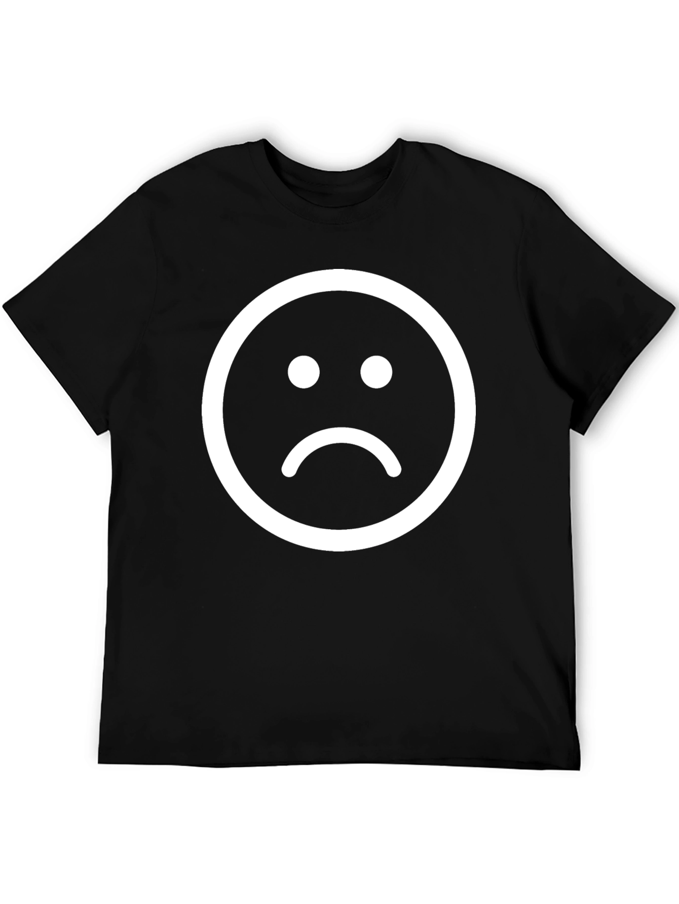 Sad Face Graphic Tee - Black Cotton T-Shirt