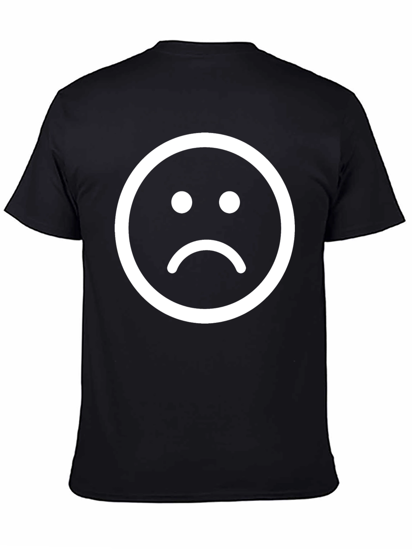Sad Face Graphic Tee - Black Cotton T-Shirt