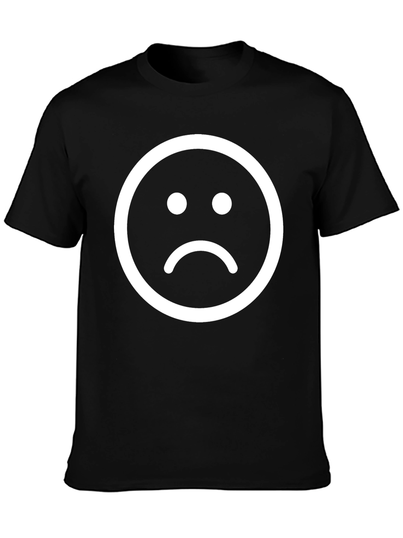 Sad Face Graphic Tee - Black Cotton T-Shirt