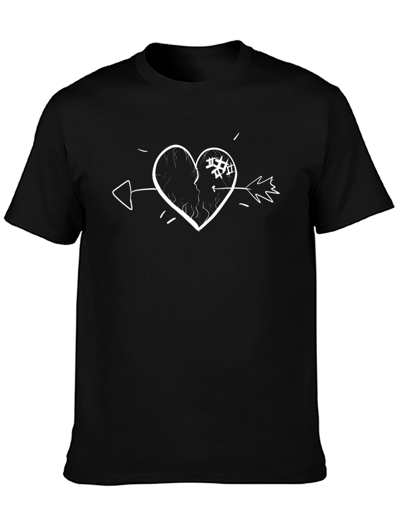 Broken Heart Arrow T-Shirt - Black Cotton Tee