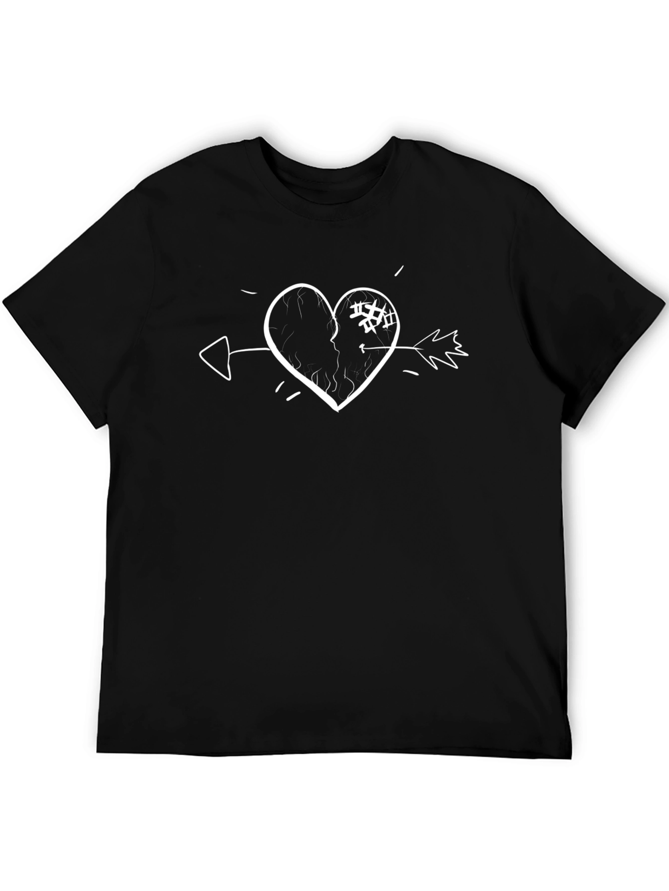 Broken Heart Arrow T-Shirt - Black Cotton Tee