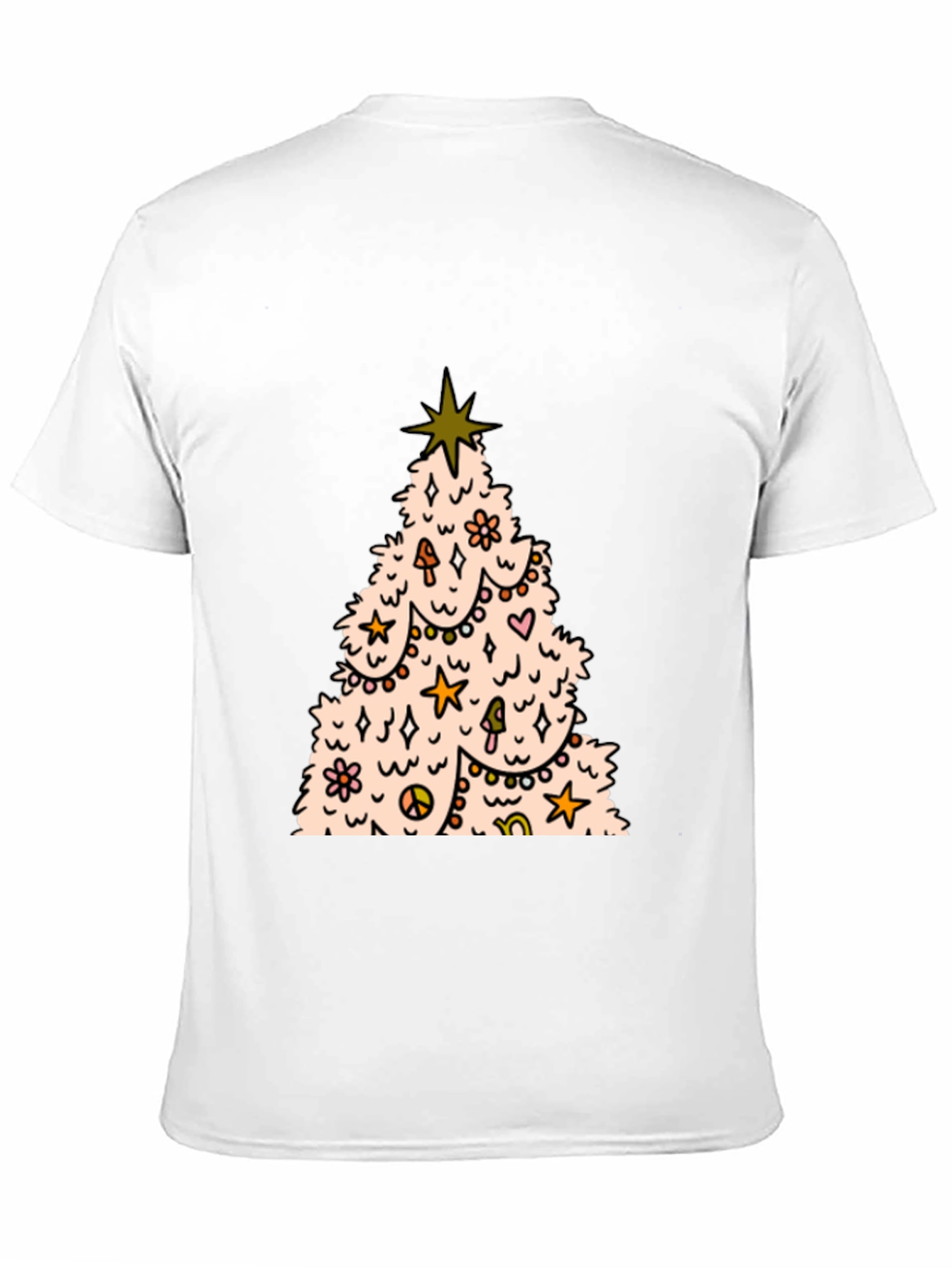 Retro Christmas Tree Graphic Tee - Black
