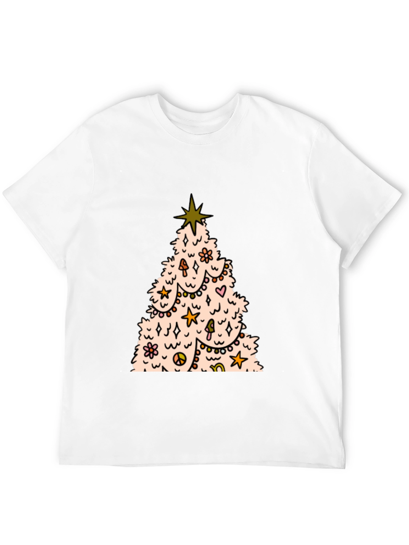 Retro Christmas Tree Graphic Tee - Black