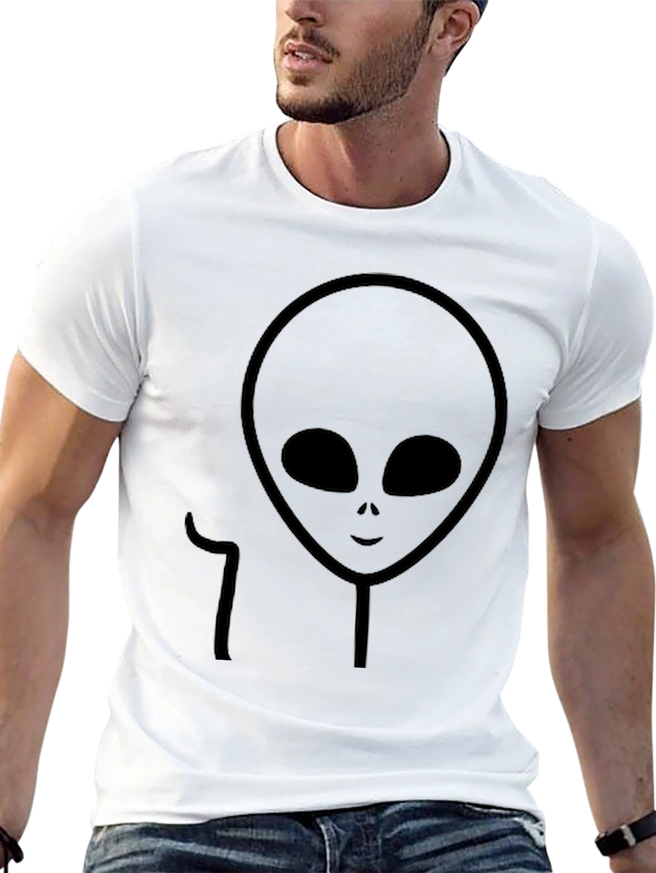 Black Alien Graphic Tee - Extraterrestrial Style